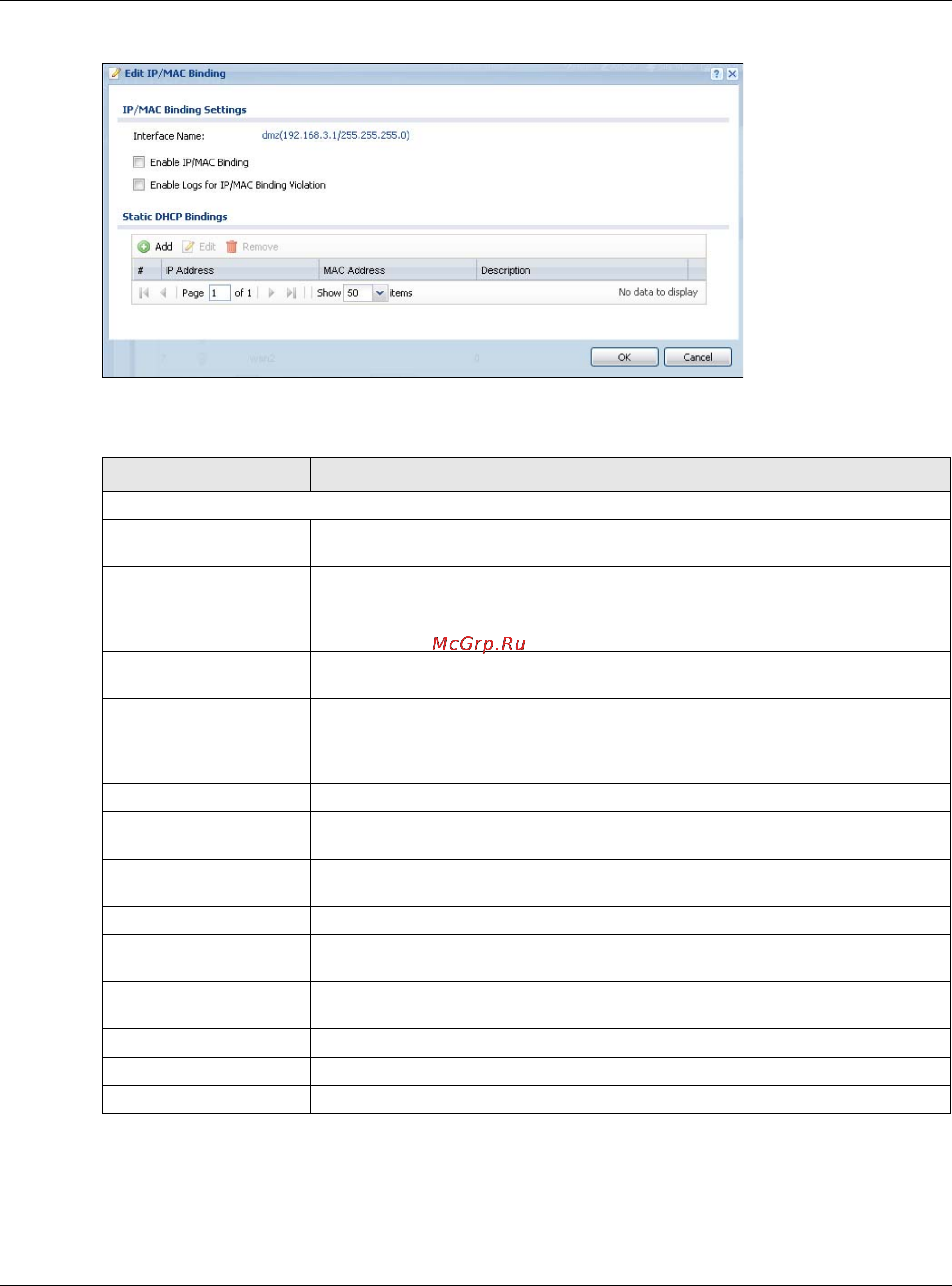 Zyxel ZyWALL 1100 [326/829] Static dhcp edit