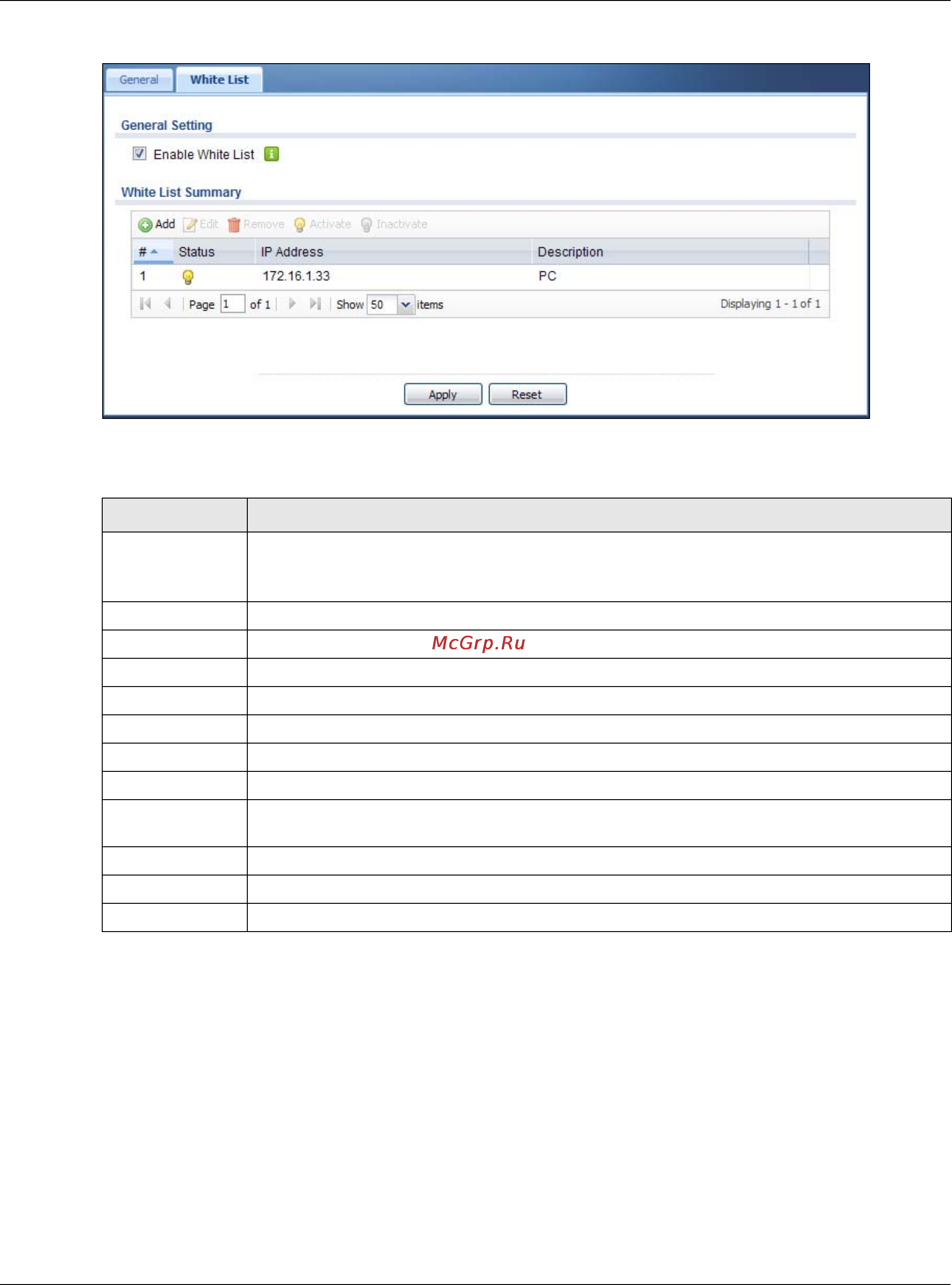 Zyxel USG 60W [331/829] Add edit white list rule