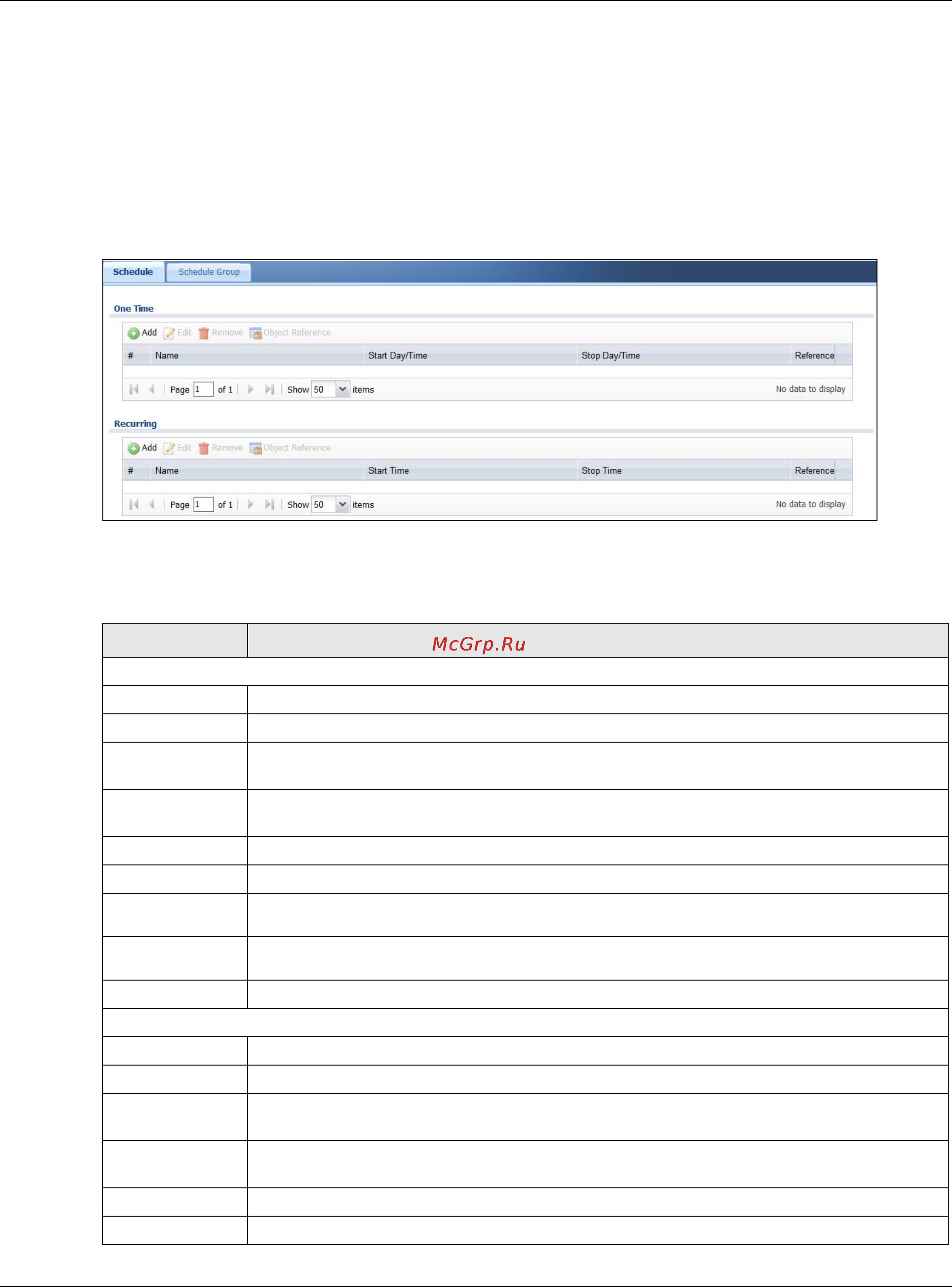 Zyxel USG 1900 [624/829] The schedule summary screen