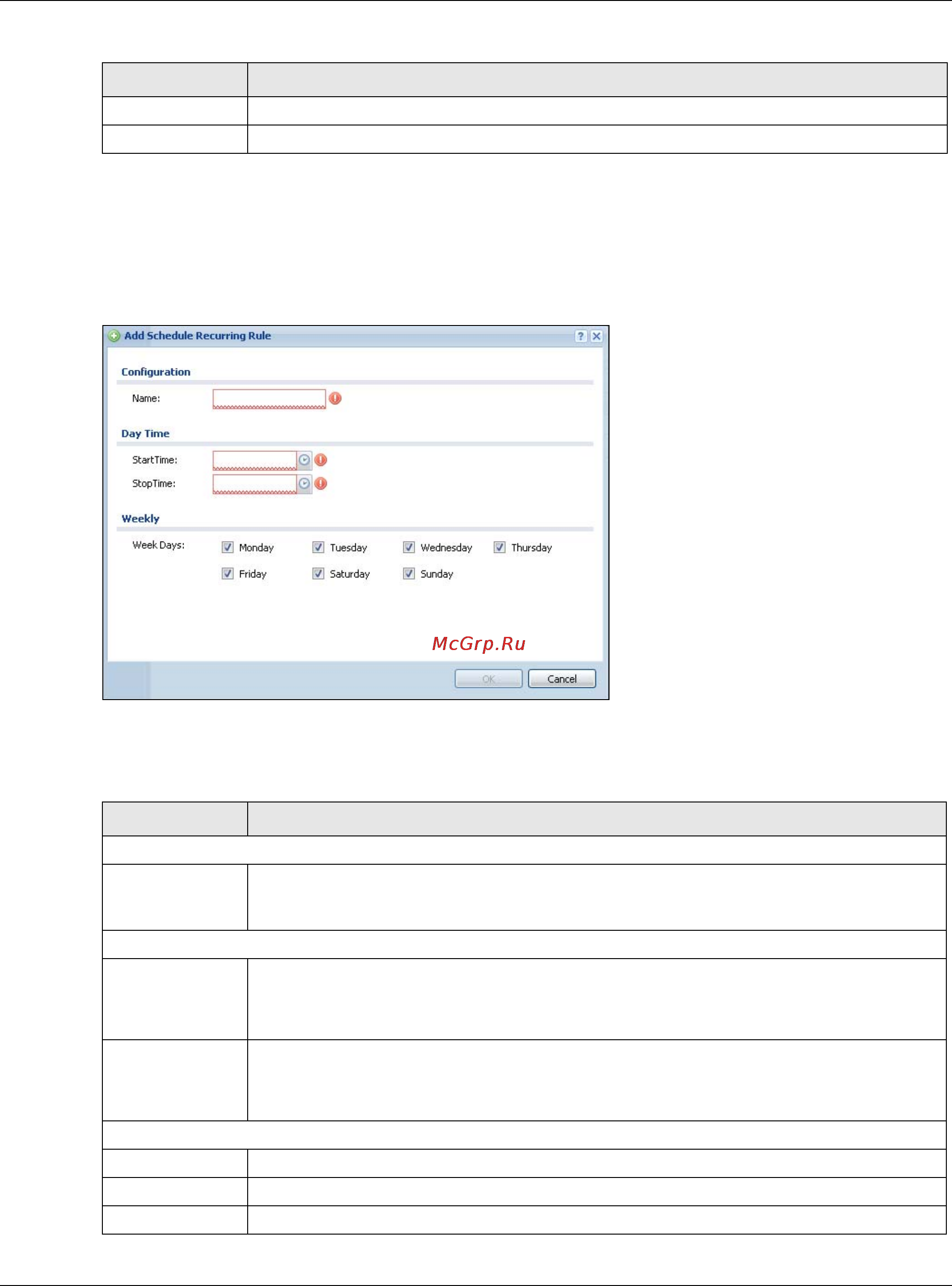 Zyxel ZyWALL 110 [626/829] The recurring schedule add edit screen