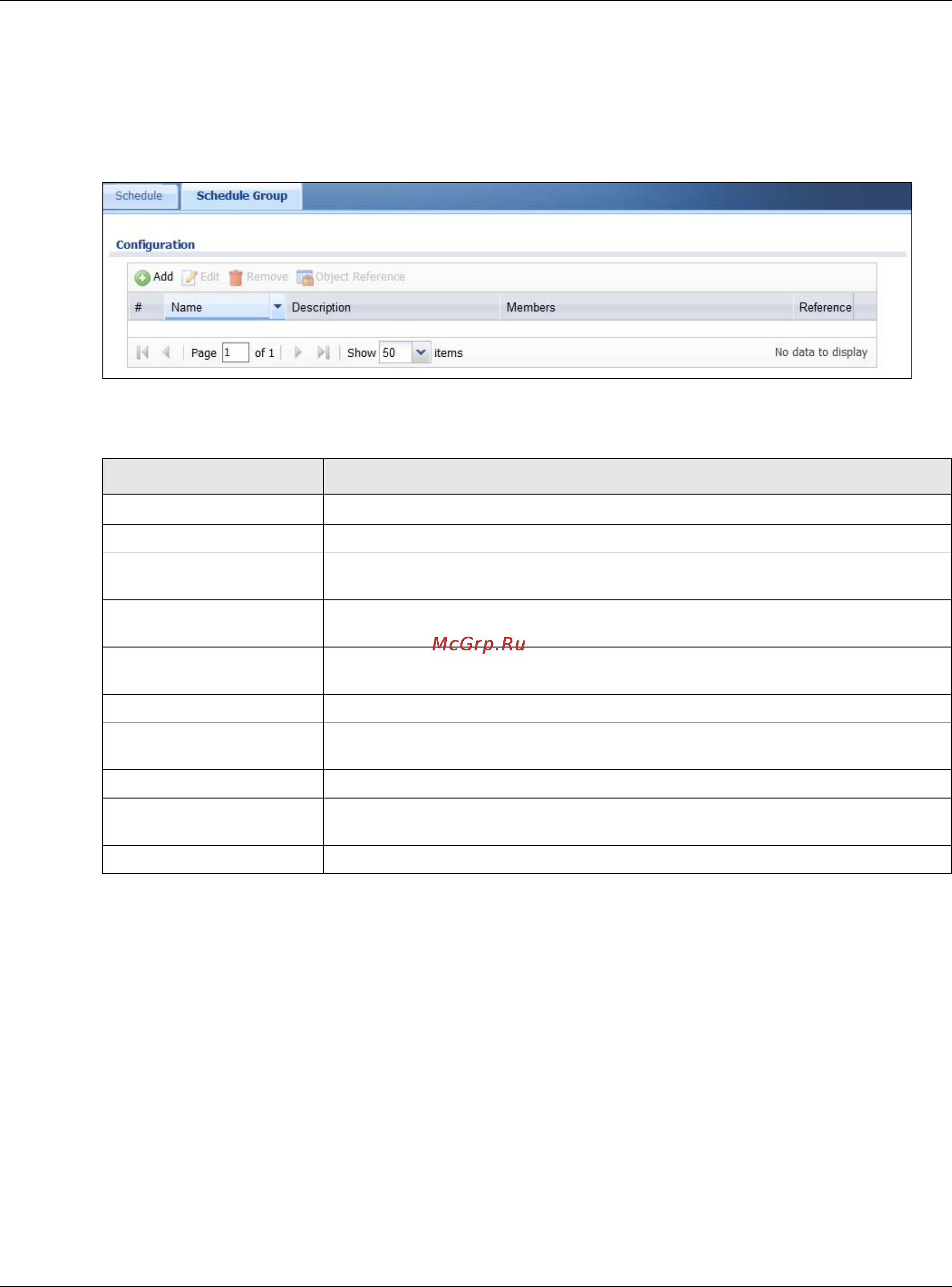 Zyxel USG 40 [627/829] The schedule group screen