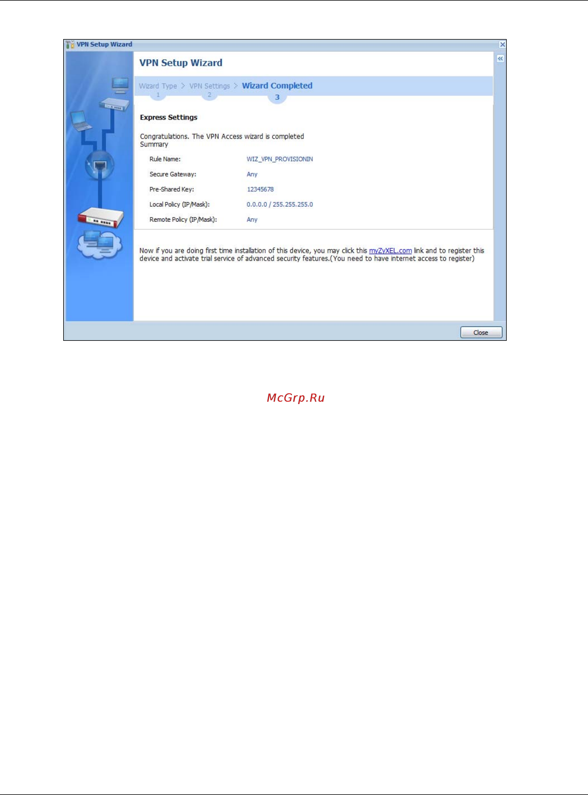 Zyxel USG 1900 [79/829] Vpn settings for configuration provisioning advanced wizard scenario