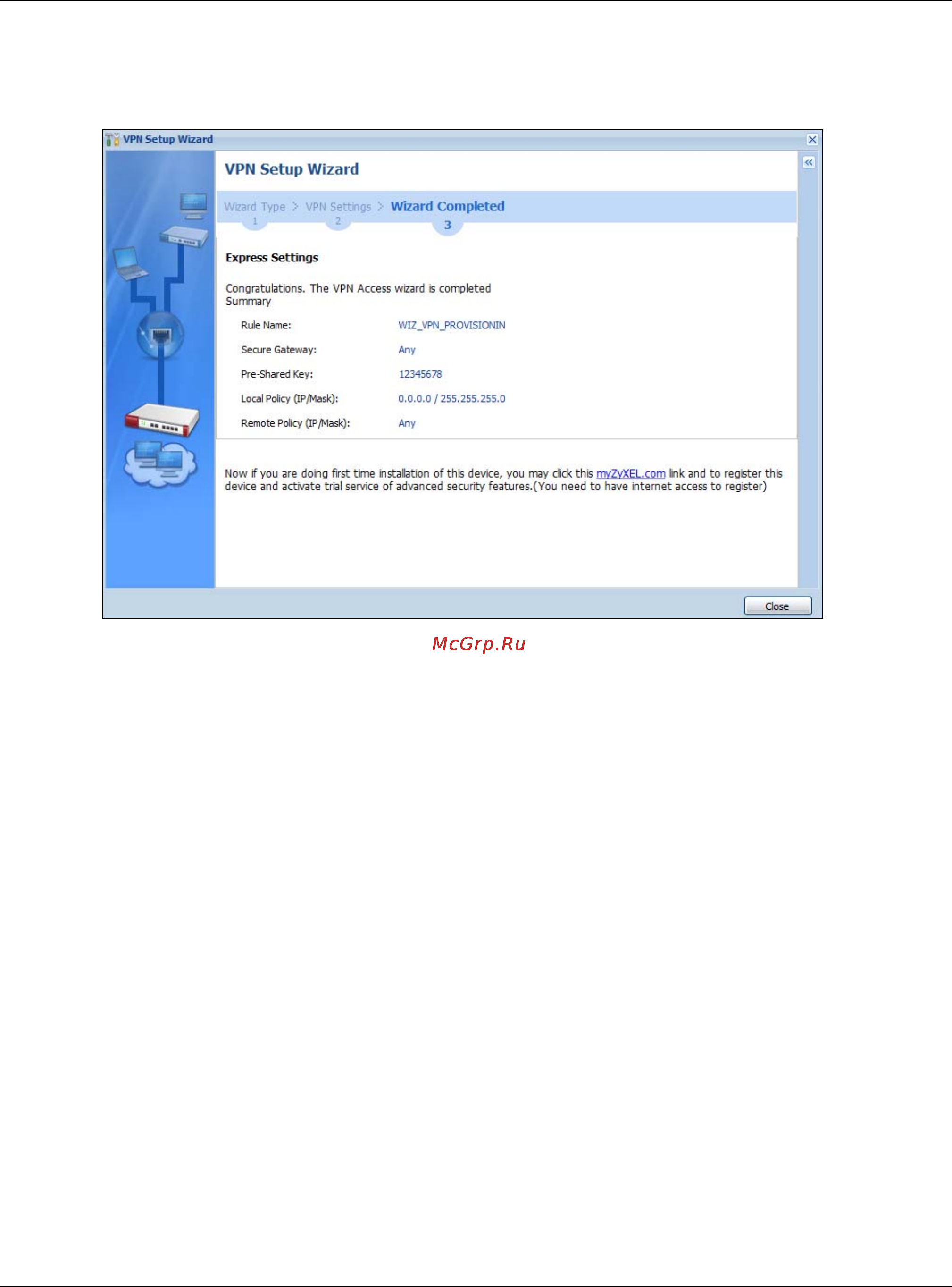 Zyxel ZyWALL 110 [85/829] Vpn settings for l2tp vpn settings wizard