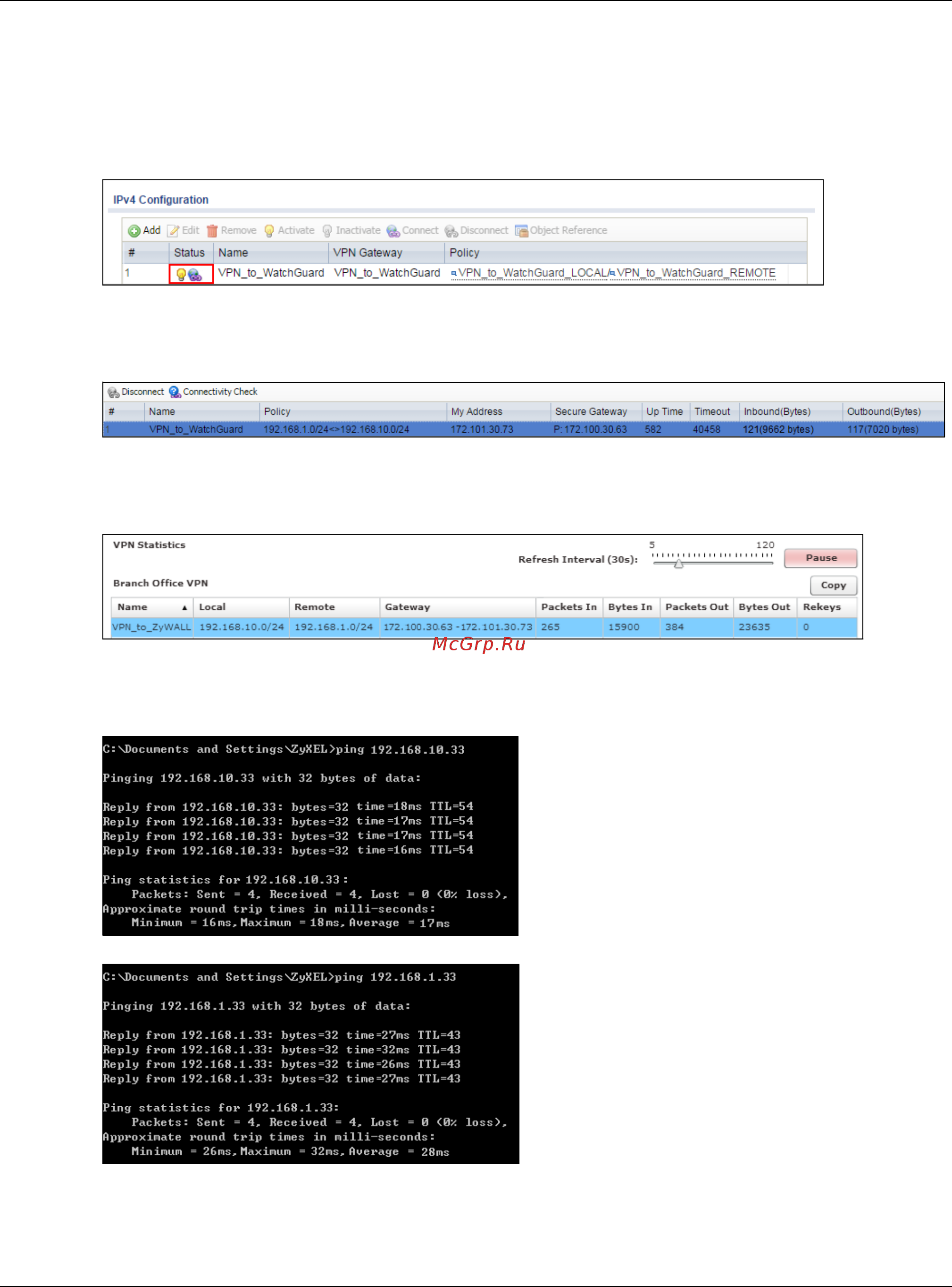 Zyxel ZyWALL 110 [152/327] Test the ipsec vpn tunnel