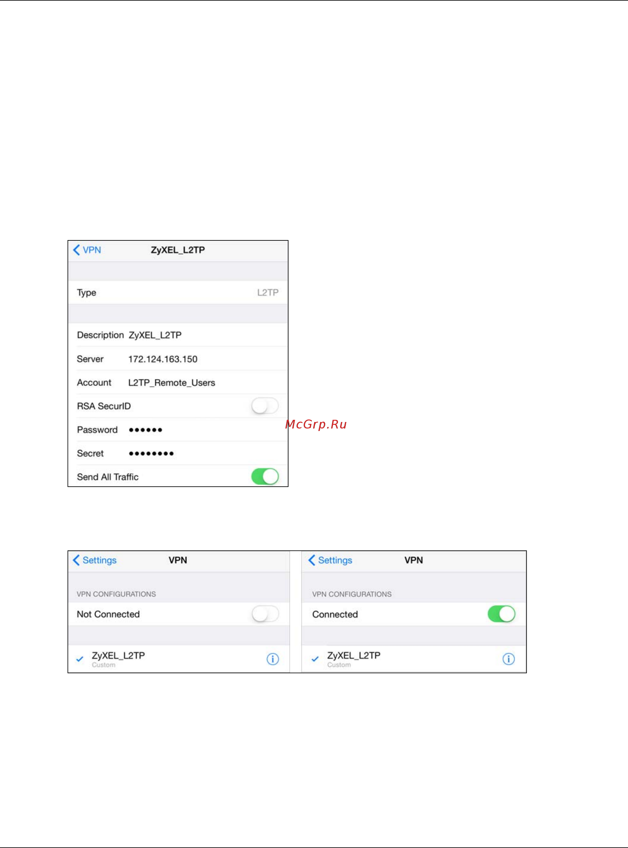 Zyxel USG 60 [241/327] Set up the l2tp vpn tunnel on the ios device