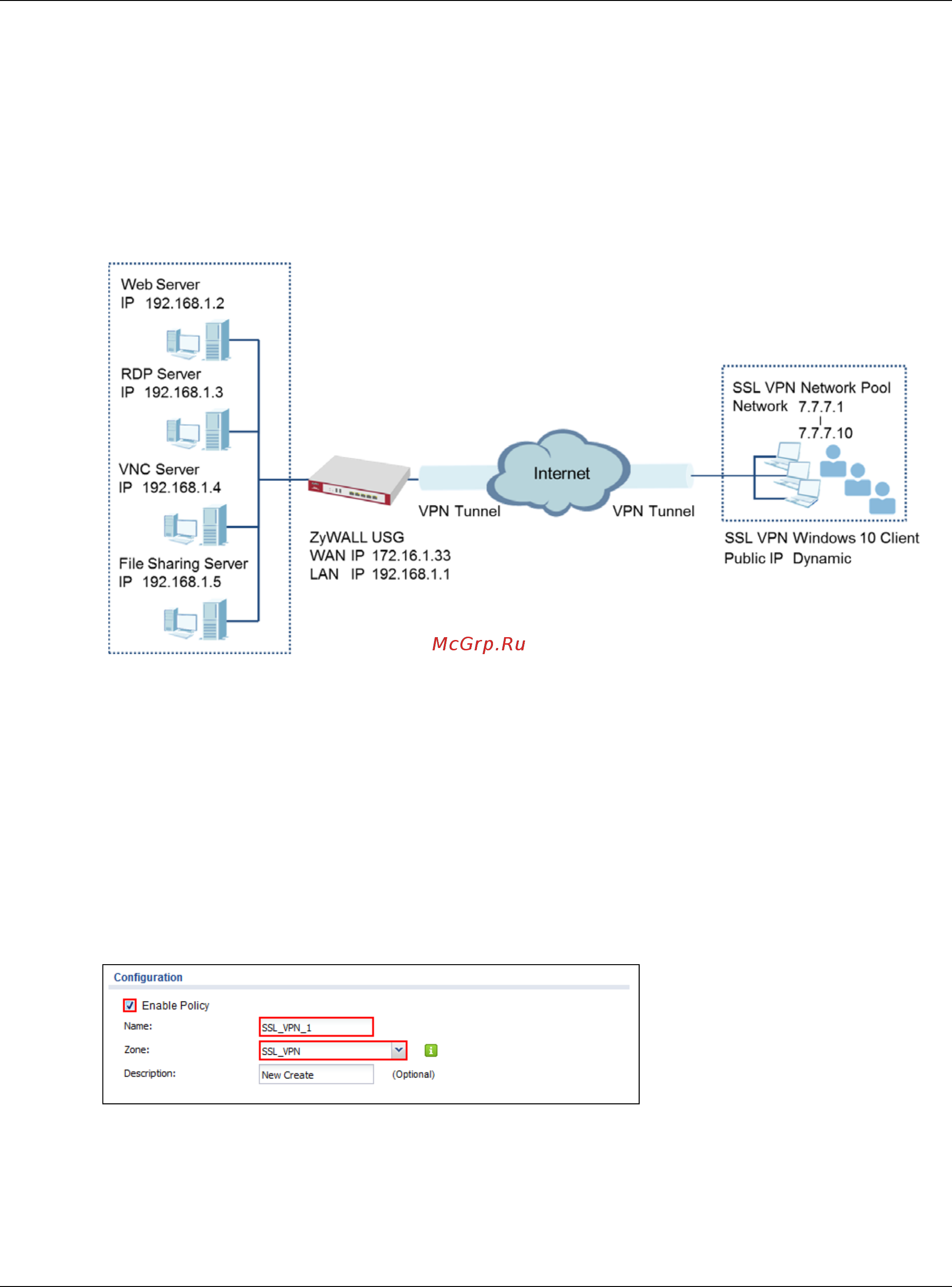 Zyxel ZyWALL 310 [274/327] Set up the ssl vpn tunnel on the zywall usg
