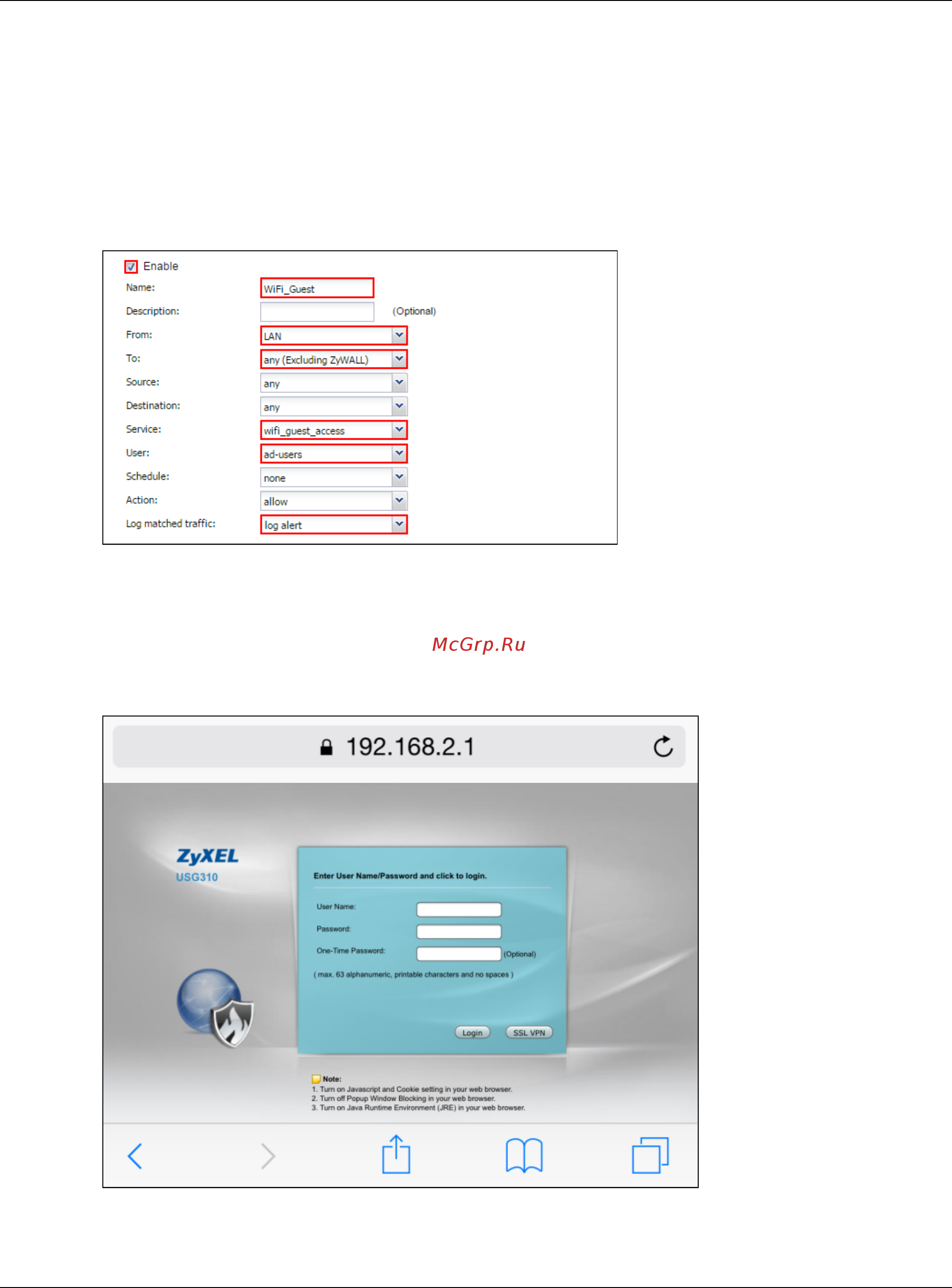 Zyxel USG 60W [46/327] Set up the security policy on the zywall usg
