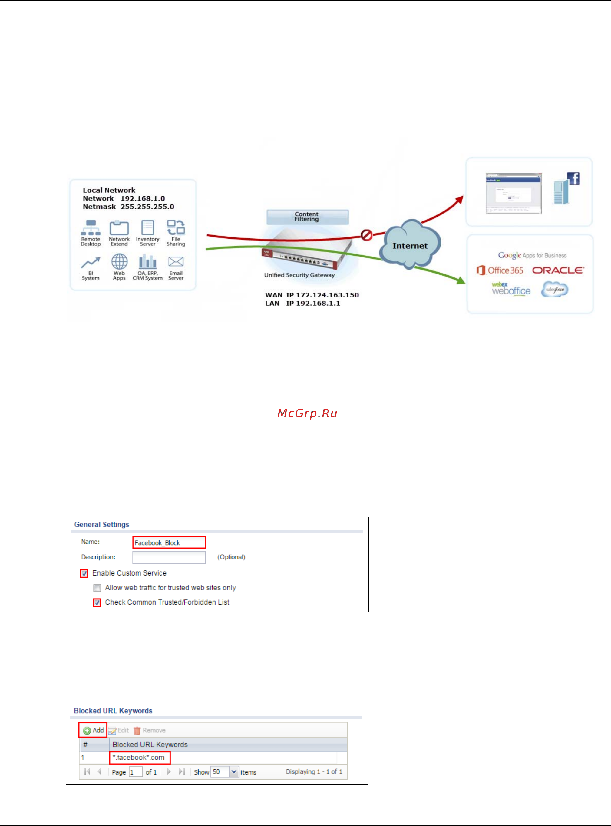 Zyxel USG 60W [72/327] How to block facebook