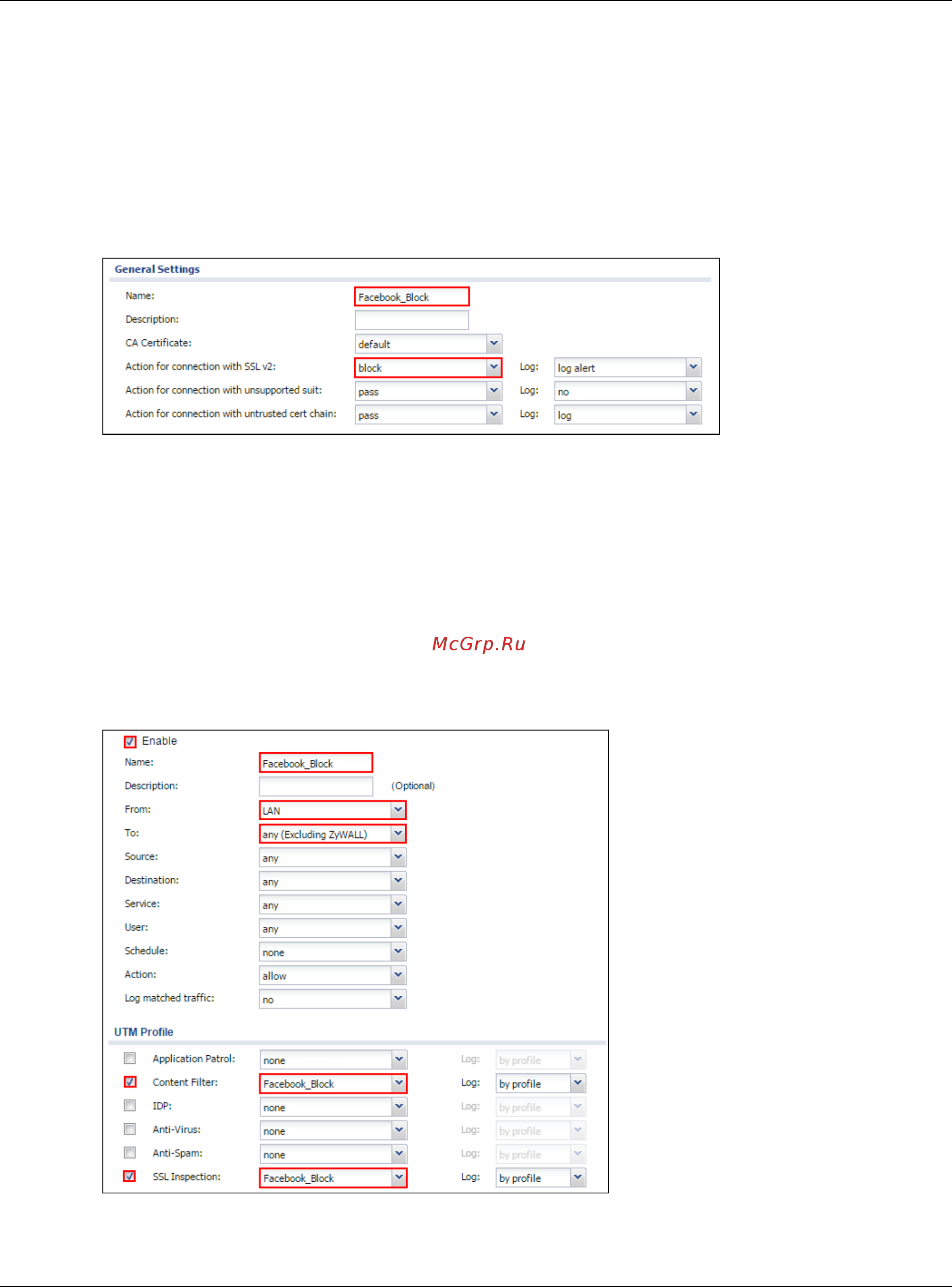 Zyxel ZyWALL 110 [73/327] Set up the security policy on the zywall usg