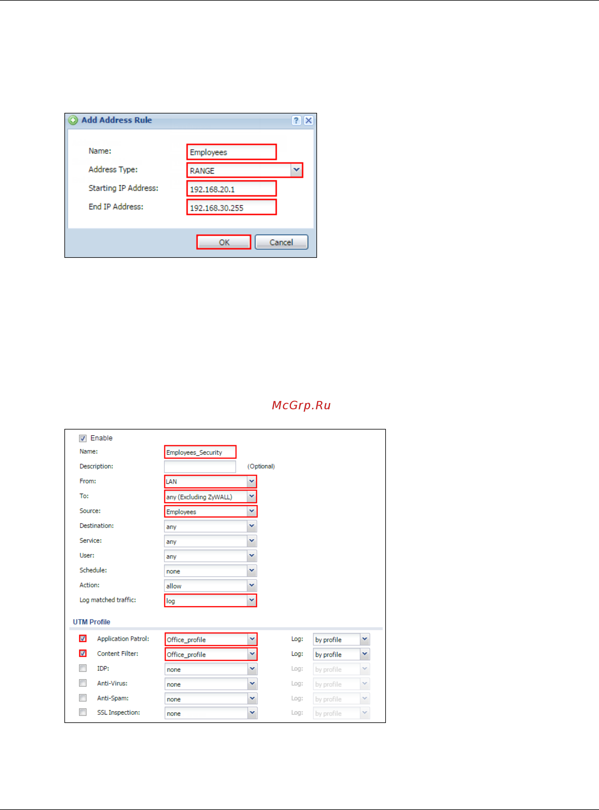 Zyxel USG 60 [79/327] Set up the security policy on the zywall usg for employees
