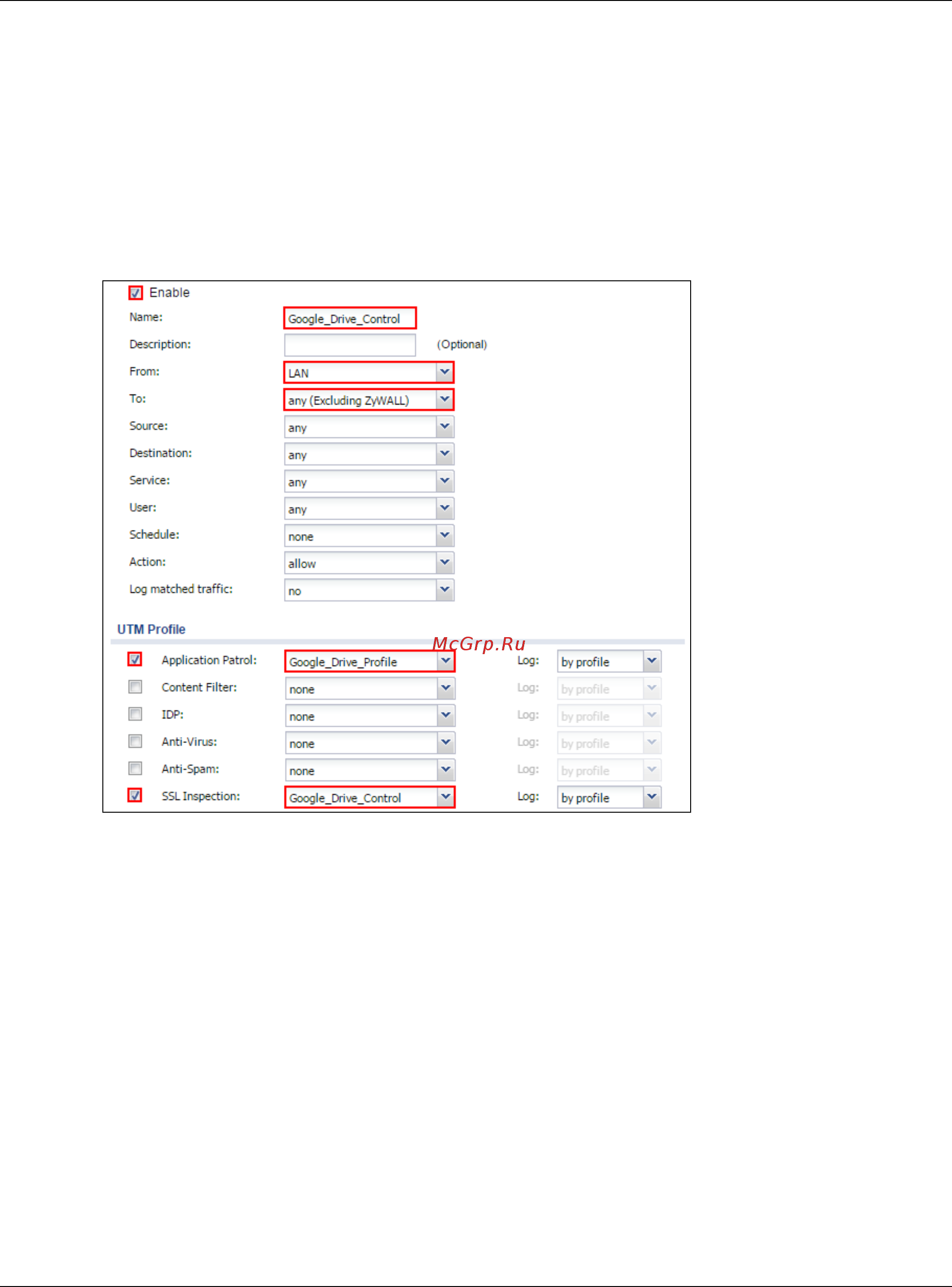 Zyxel USG 60W [86/327] Set up the security policy on the zywall usg