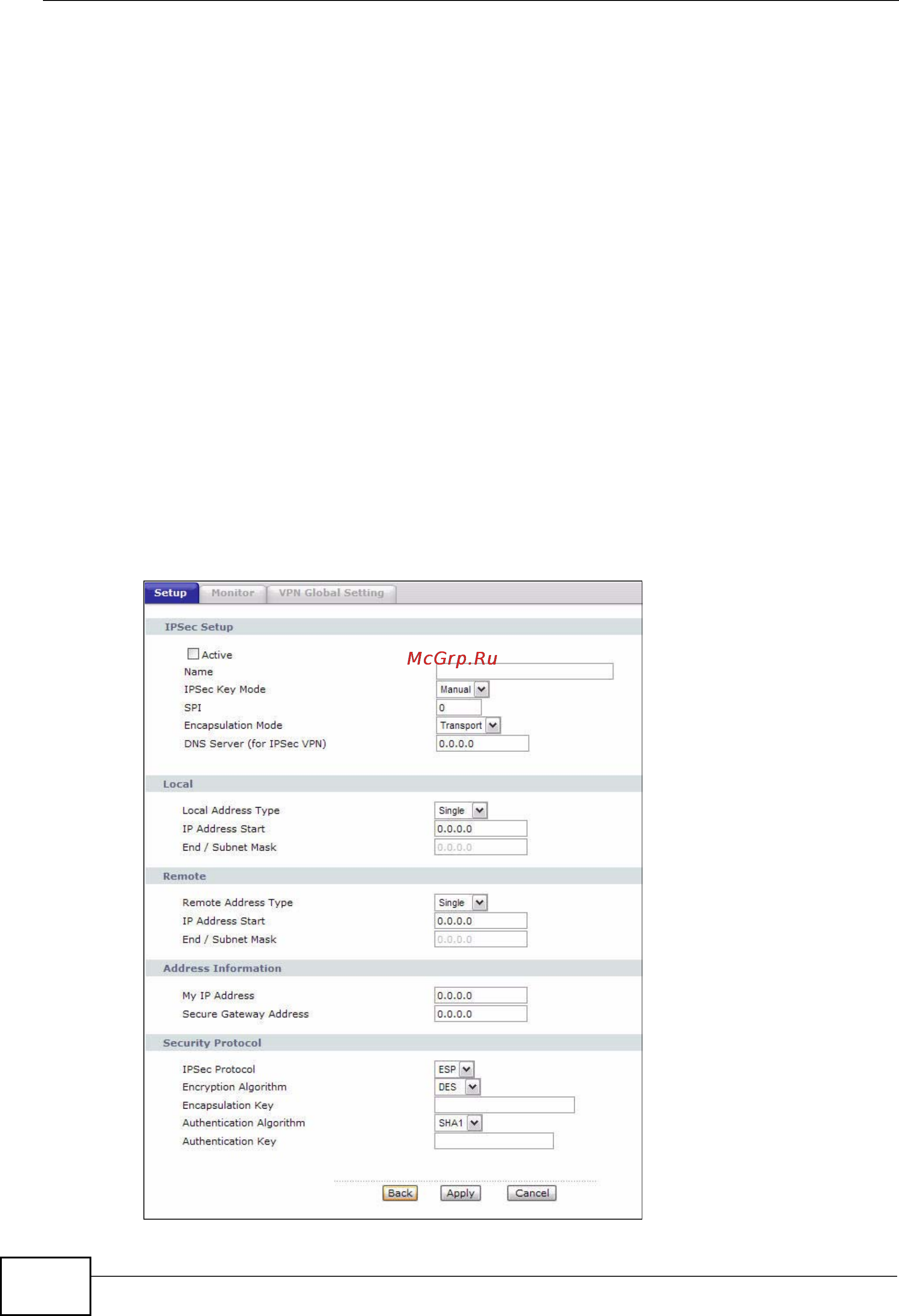 Zyxel P-792H v2 [168/472] Security parameter index spi