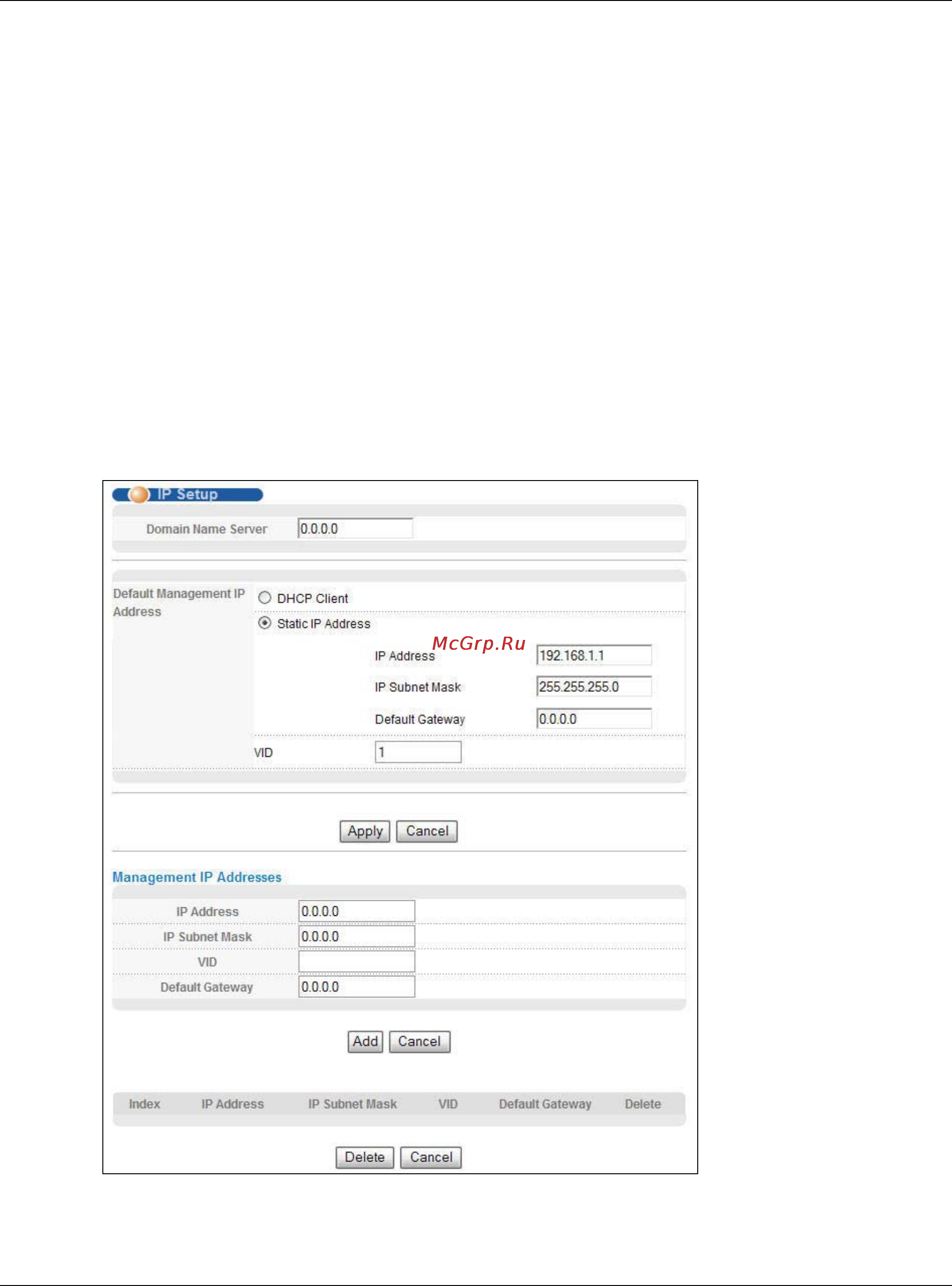 Zyxel MGS3520-28F [85/338] Ip setup