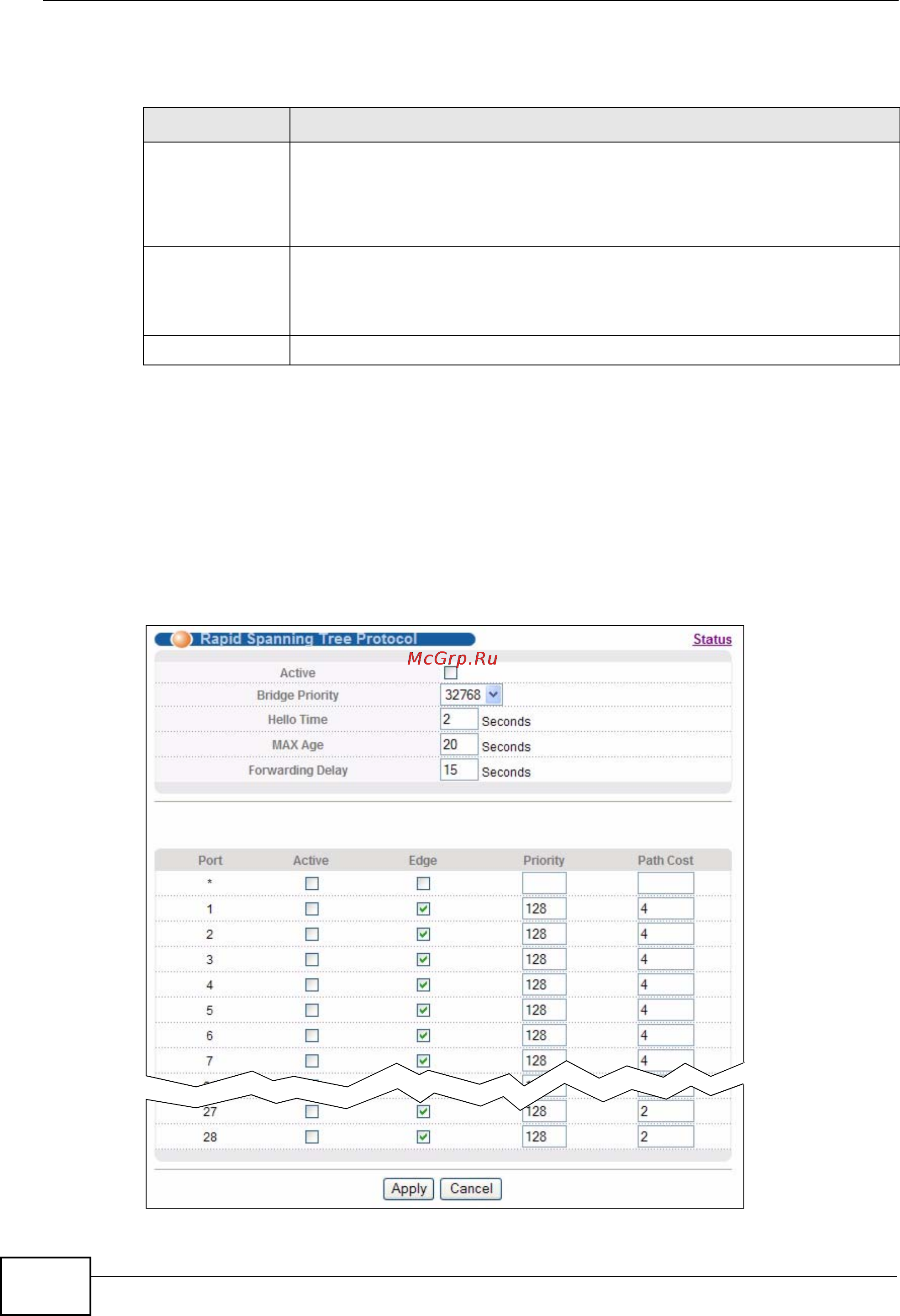 Zyxel XGS-4728F [154/491] Configure rapid spanning tree protocol