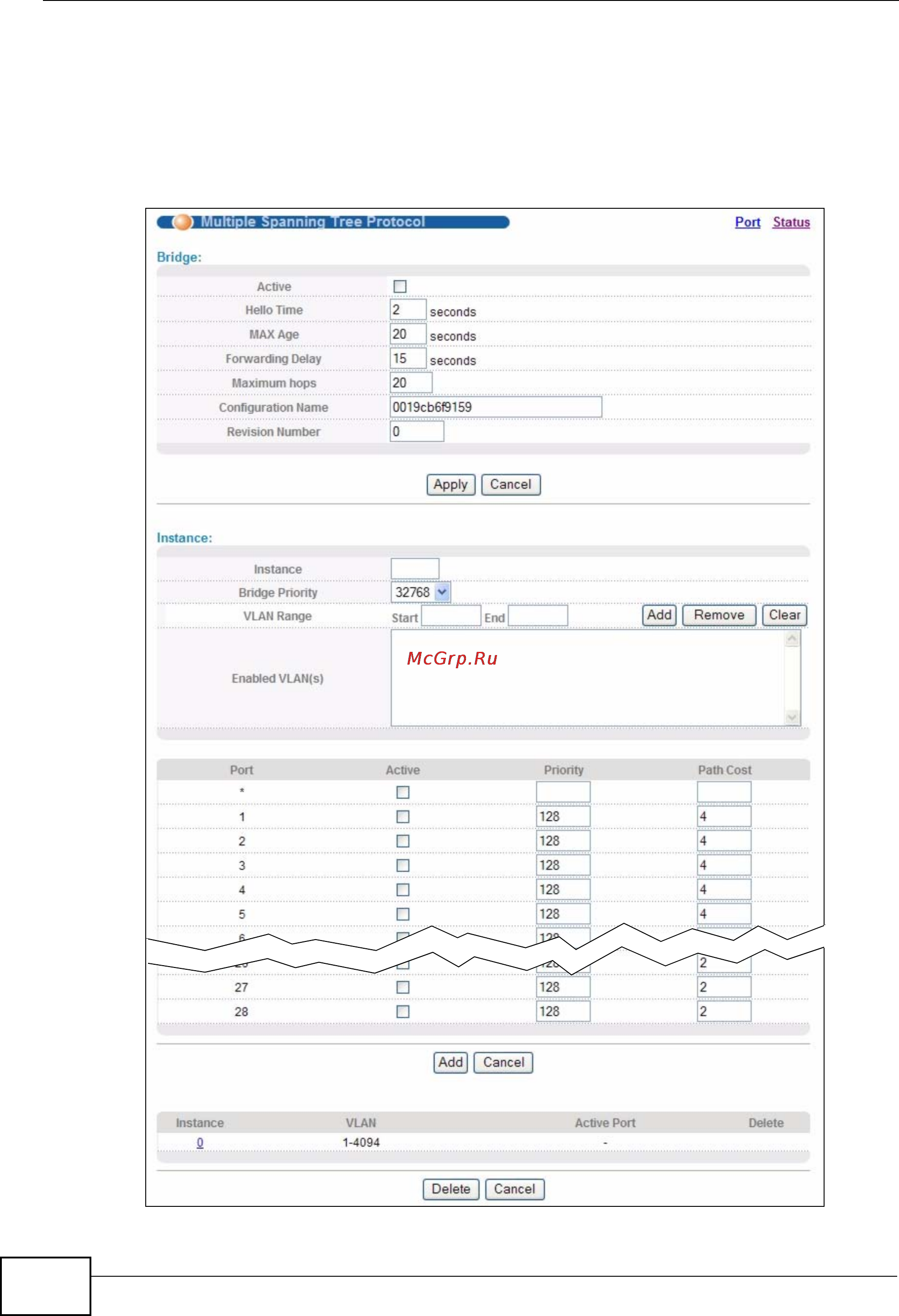 Zyxel XGS-4728F [162/491] Configure multiple spanning tree protocol