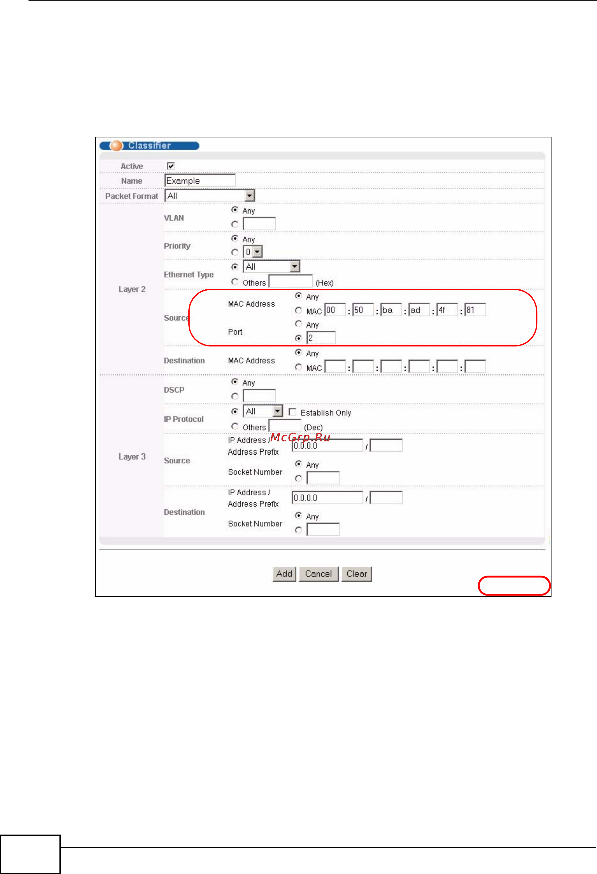 Zyxel XGS-4728F [206/491] Classifier example