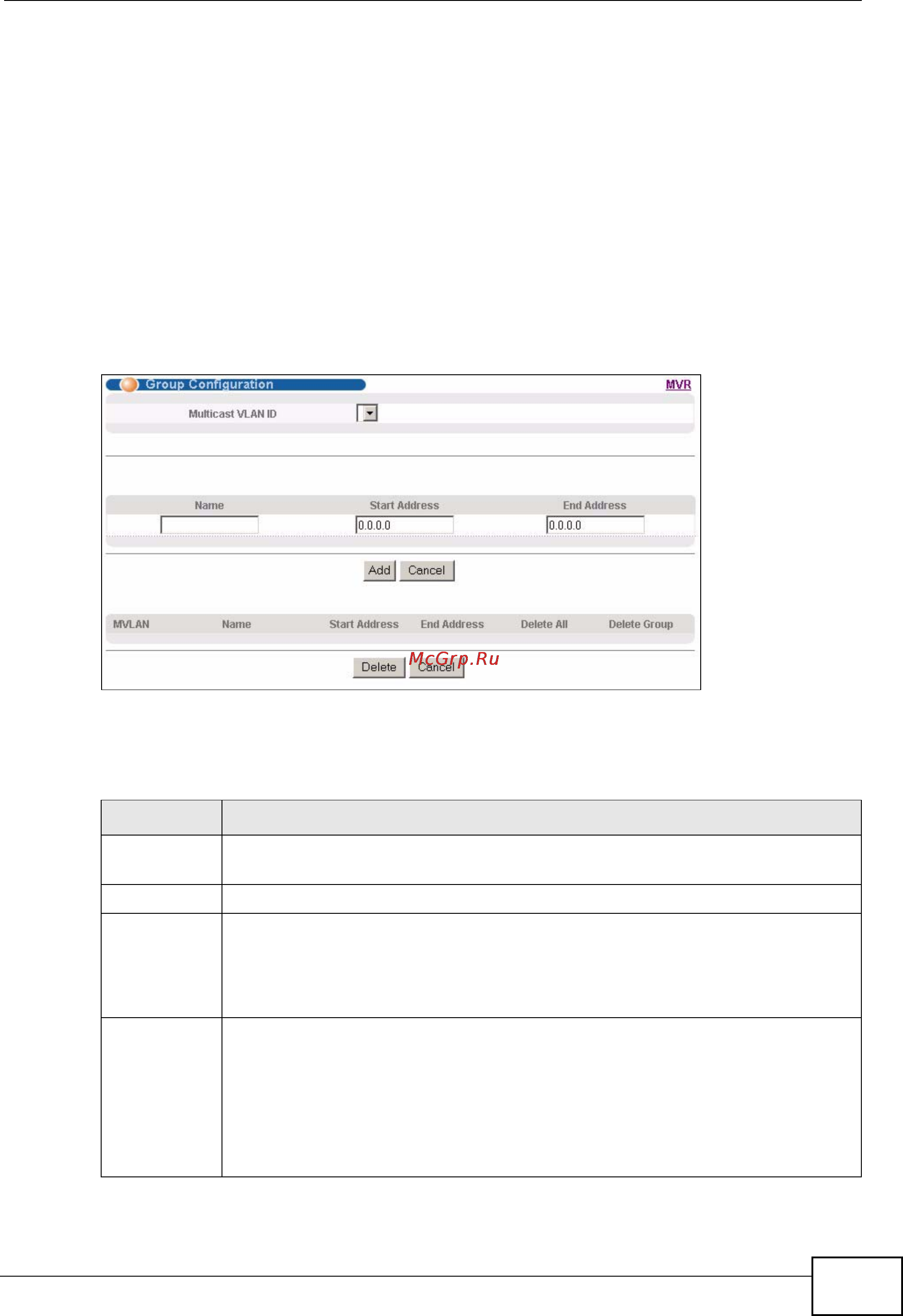 Zyxel XGS-4728F [239/491] Mvr group configuration