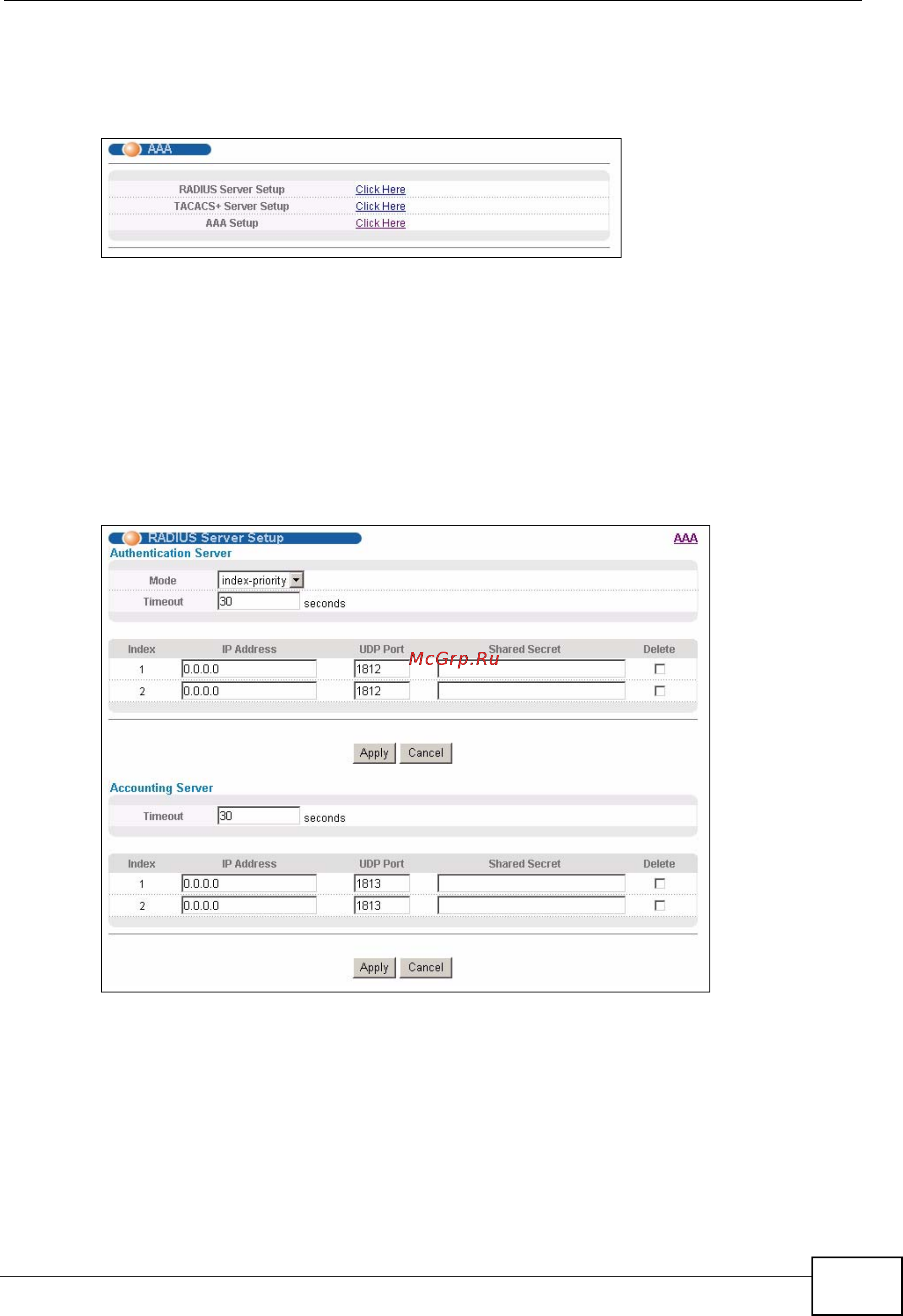 Zyxel XGS-4728F [245/491] Radius server setup