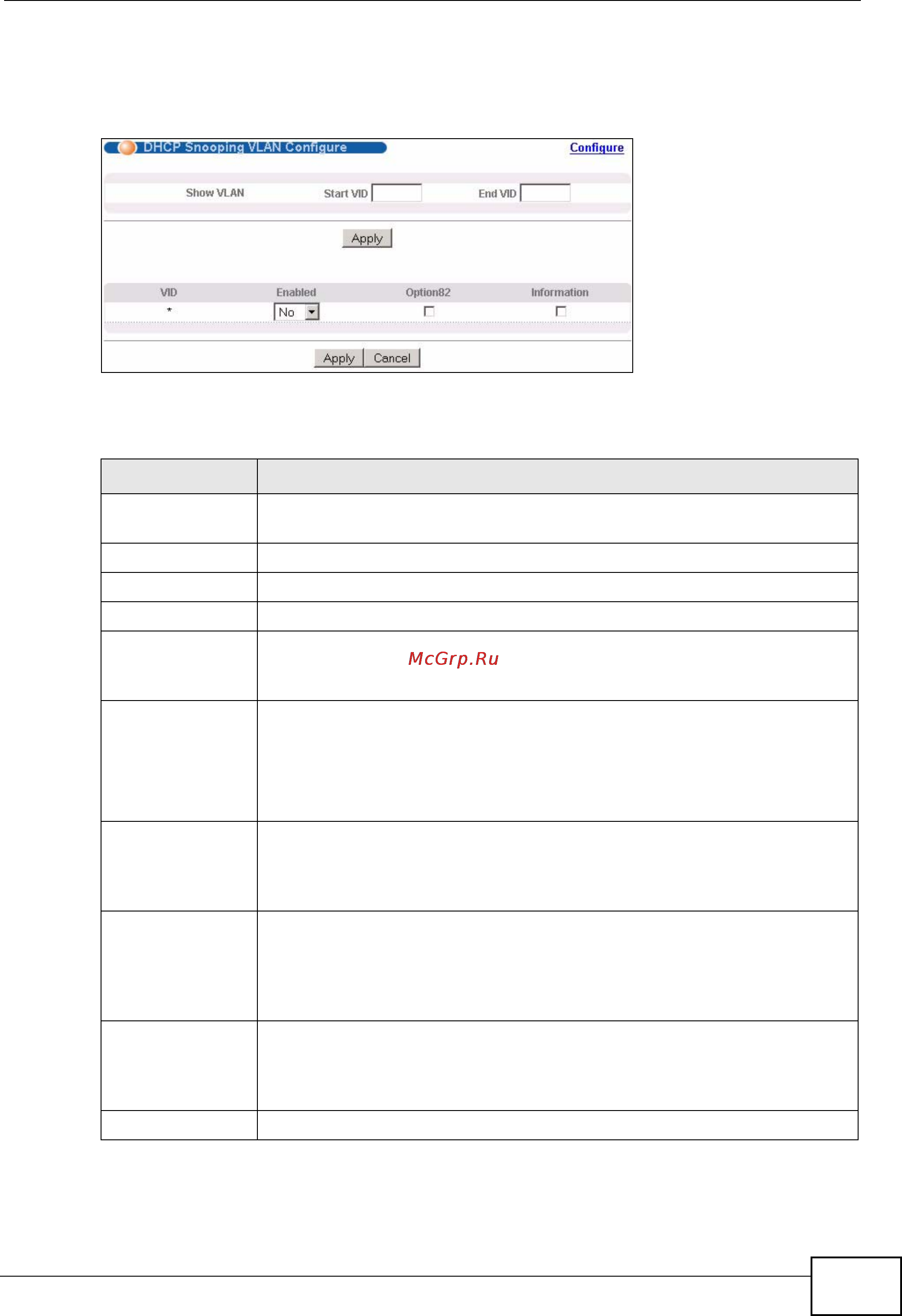 Zyxel XGS-4728F [273/491] Figure 122 dhcp snooping vlan configure