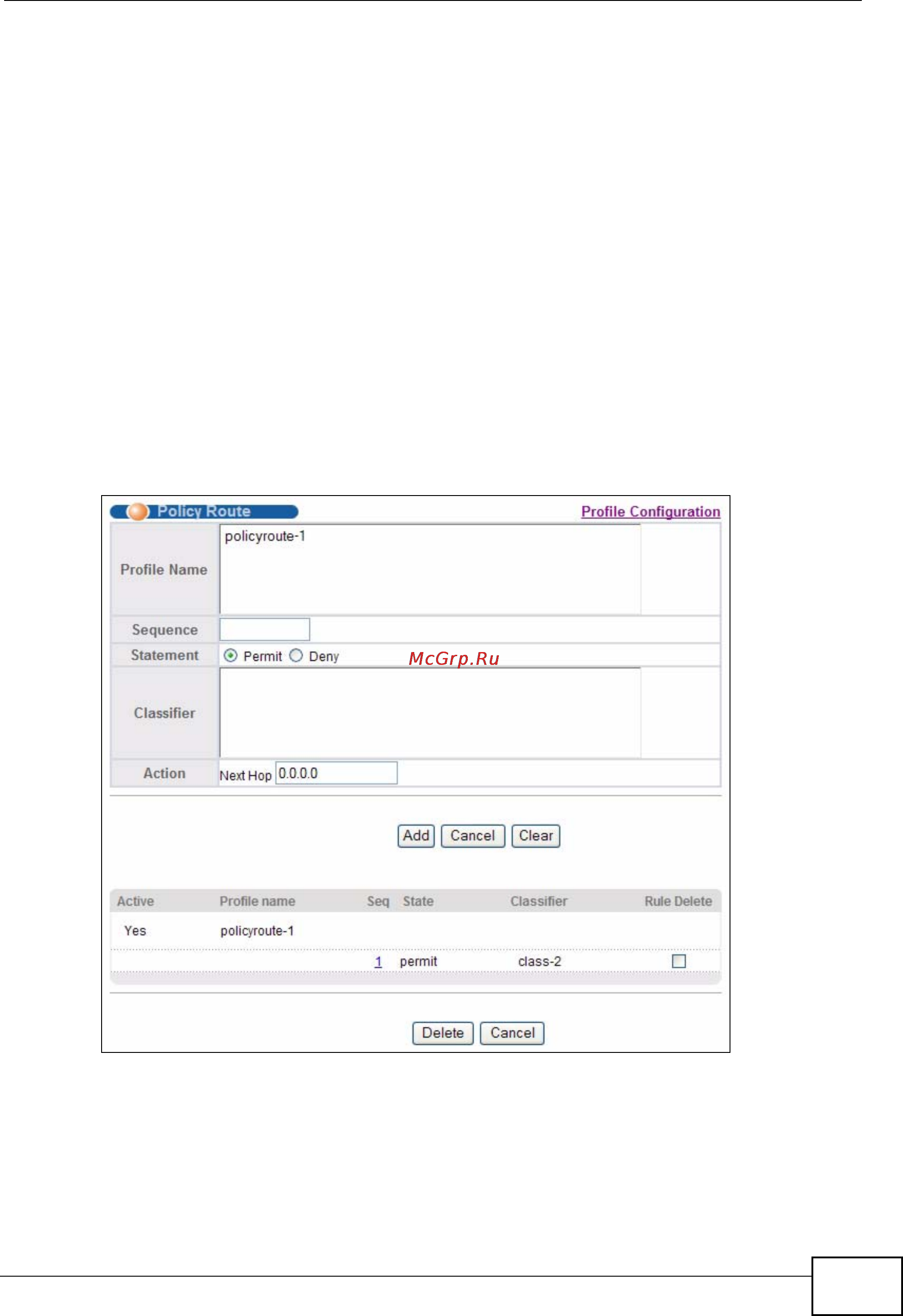 Zyxel XGS-4728F [325/491] Policy routing rule configuration