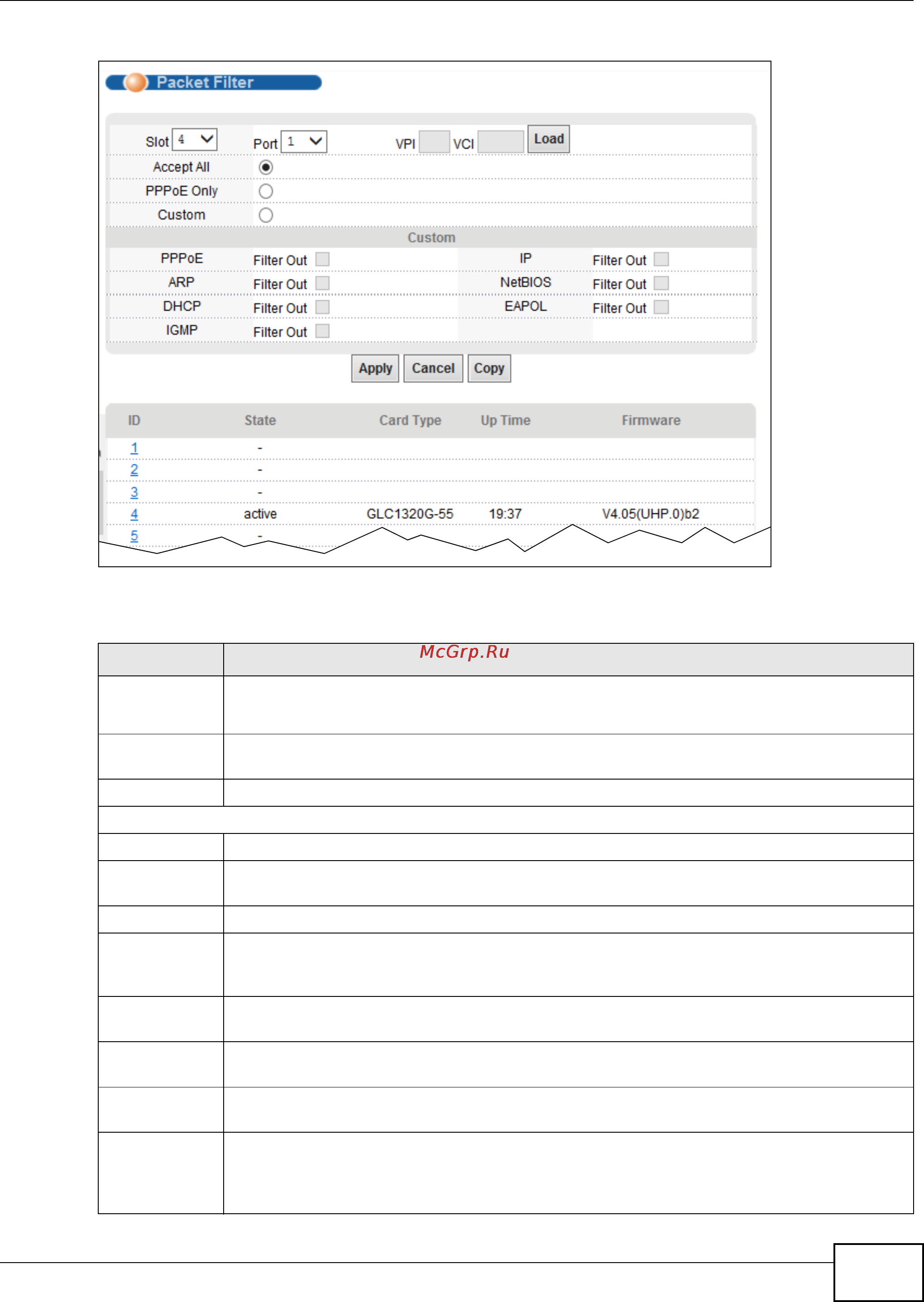 Zyxel IES-6000 [105/1156] Chapter 4 access control list screens