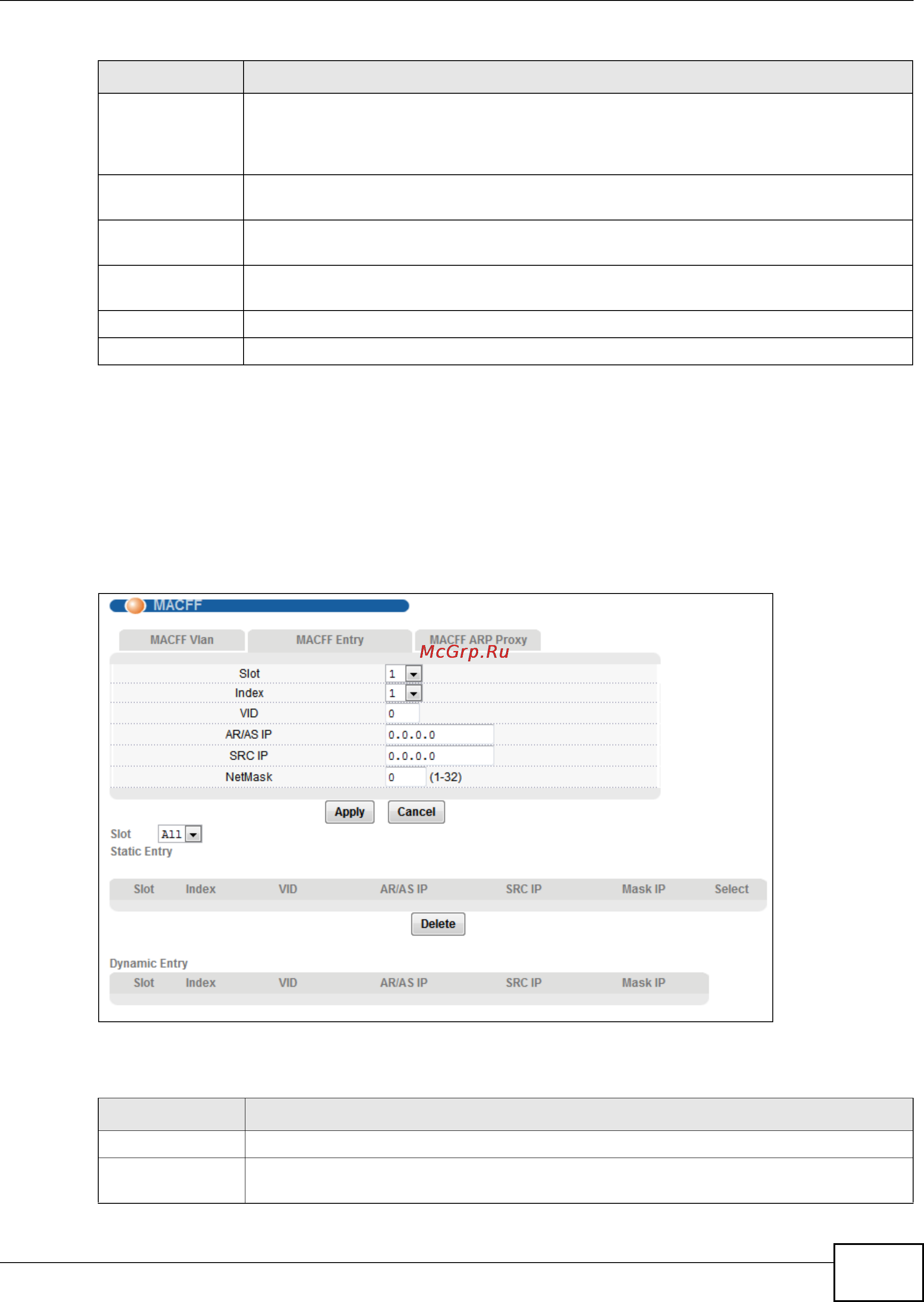 Zyxel IES-5106 [141/1156] Macff entry screen