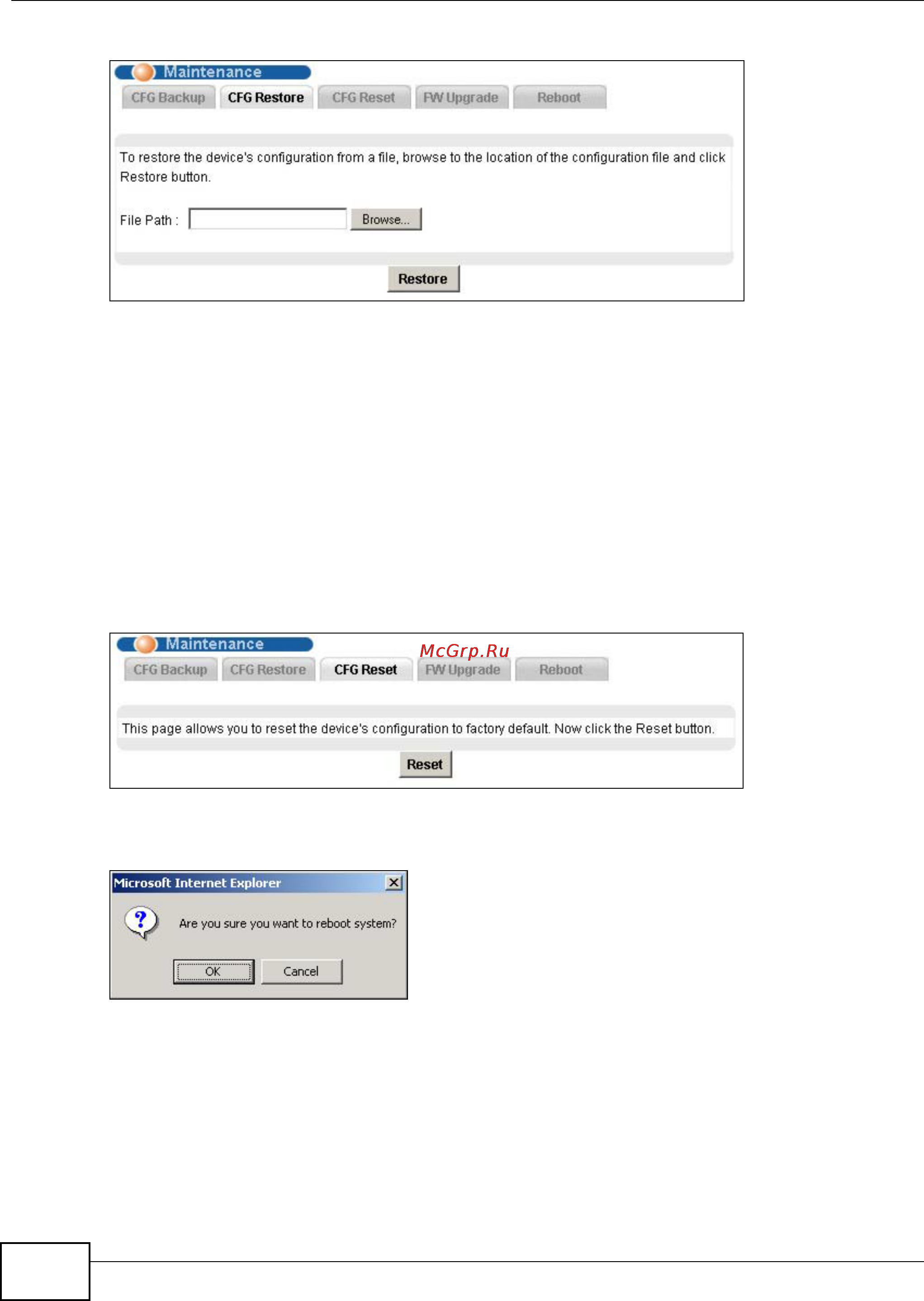 Zyxel IES-5112 [184/1156] Configuration reset screen