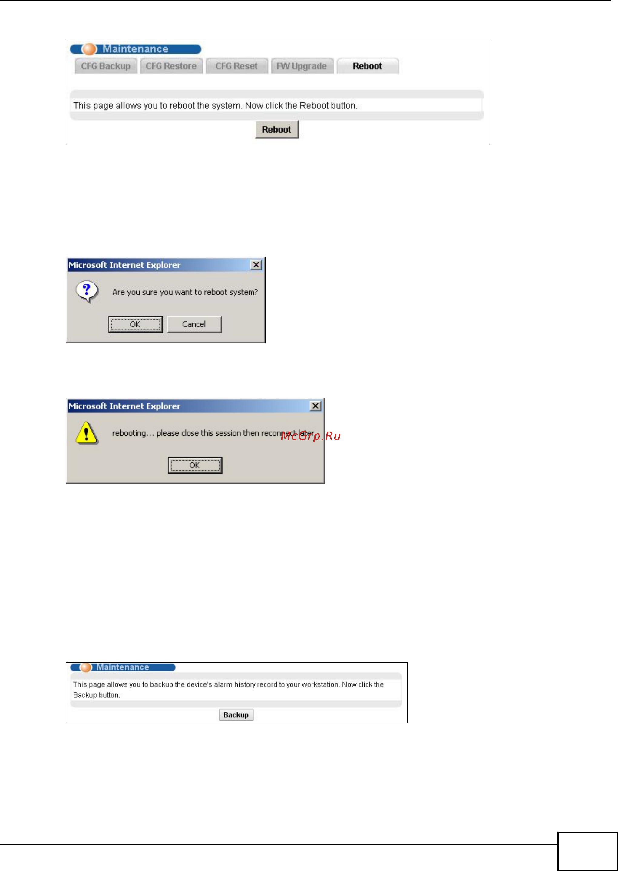 Zyxel IES-5106 [187/1156] Almhis backup screen