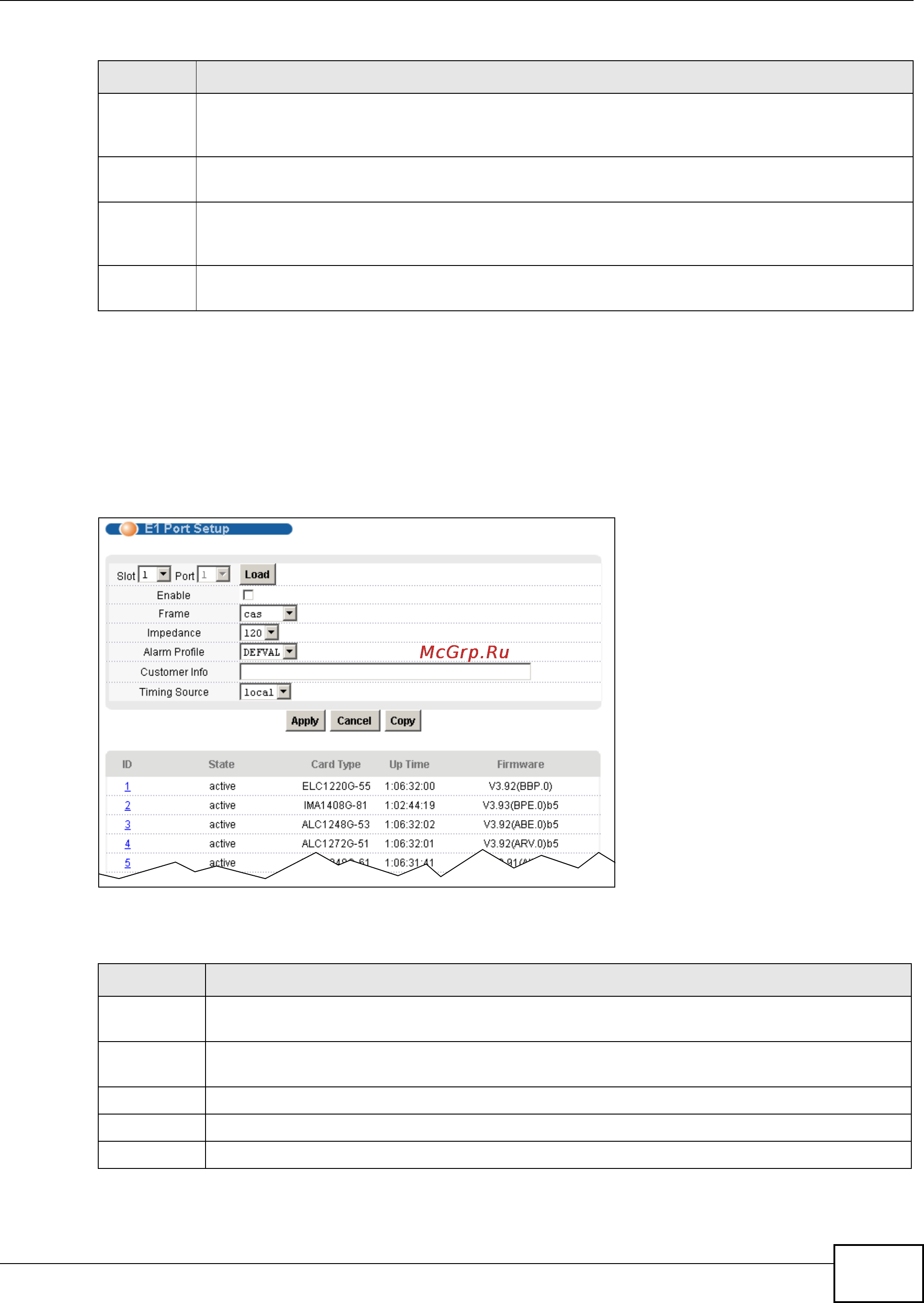 Zyxel IES-5106 [307/1156] E1 in the navigation panel to open the following screen use this screen to view and configure an e1 port s settings