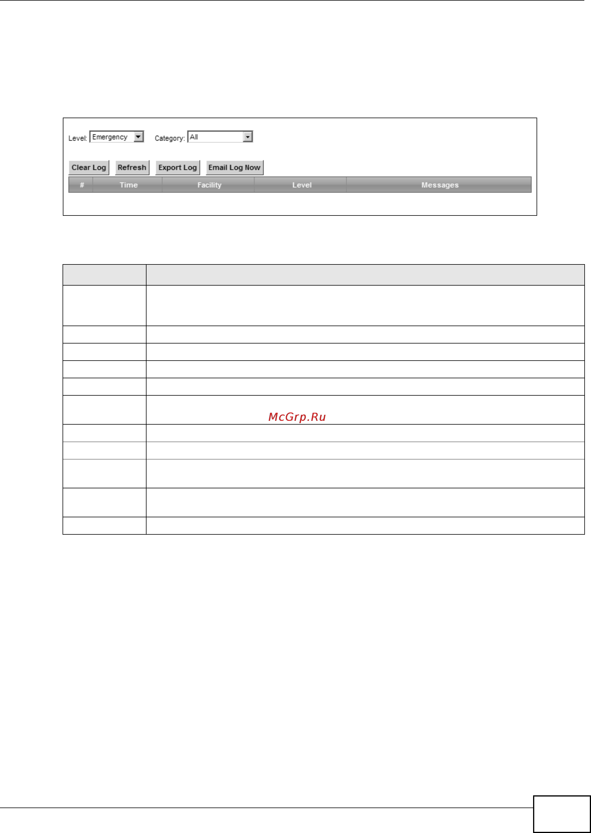 Zyxel VMG1312-B10B [255/394] The security log screen