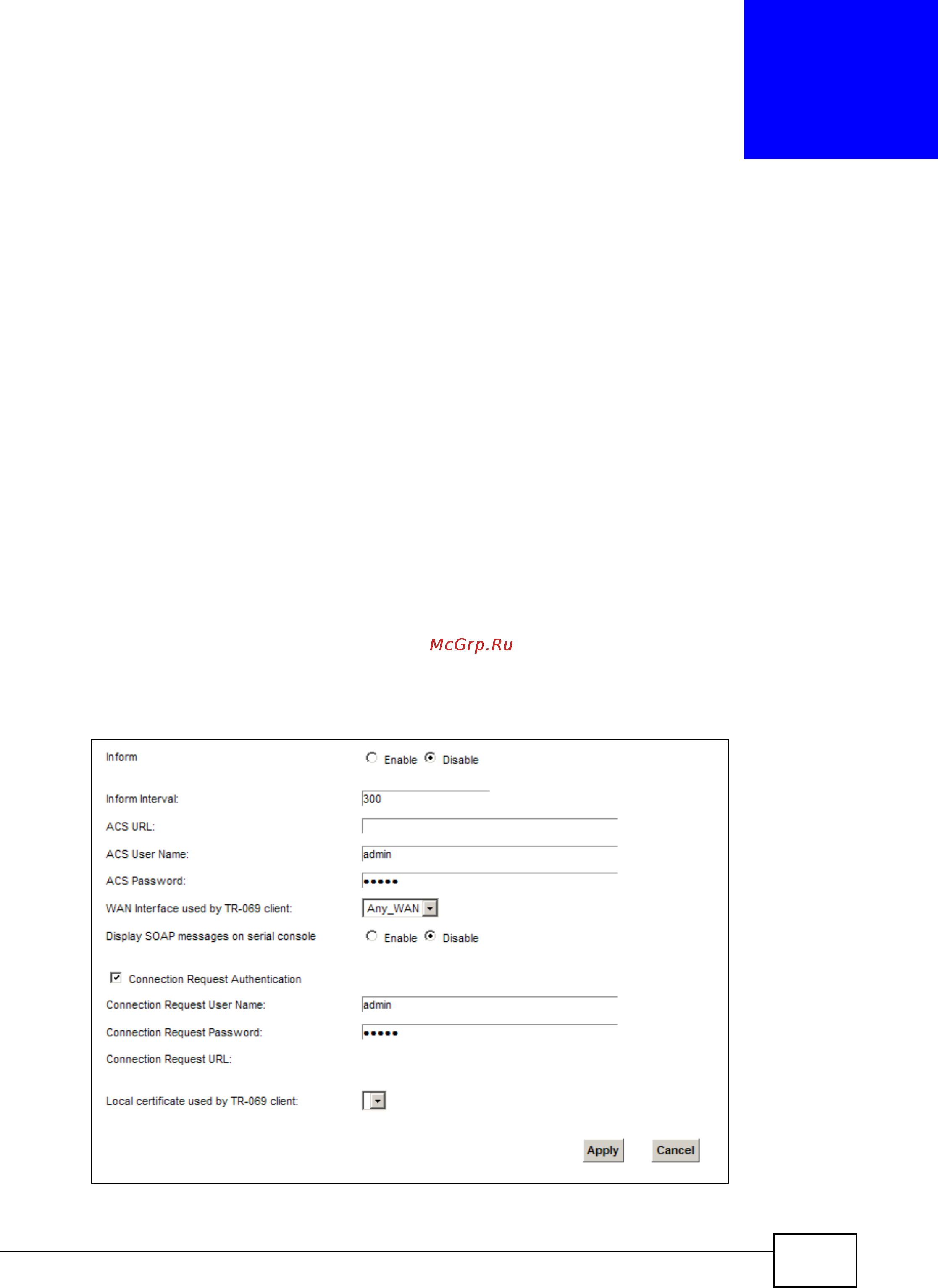 Zyxel VMG1312-B10B [277/394] Tr 069 client