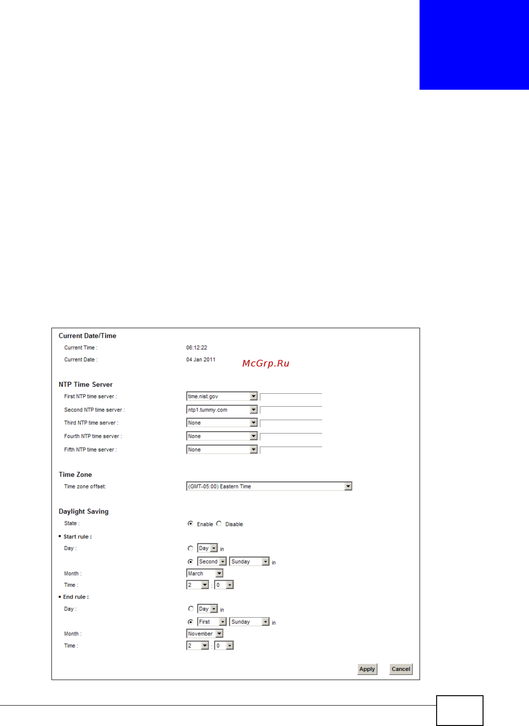 Zyxel VMG1312-B10B [281/394] Time settings