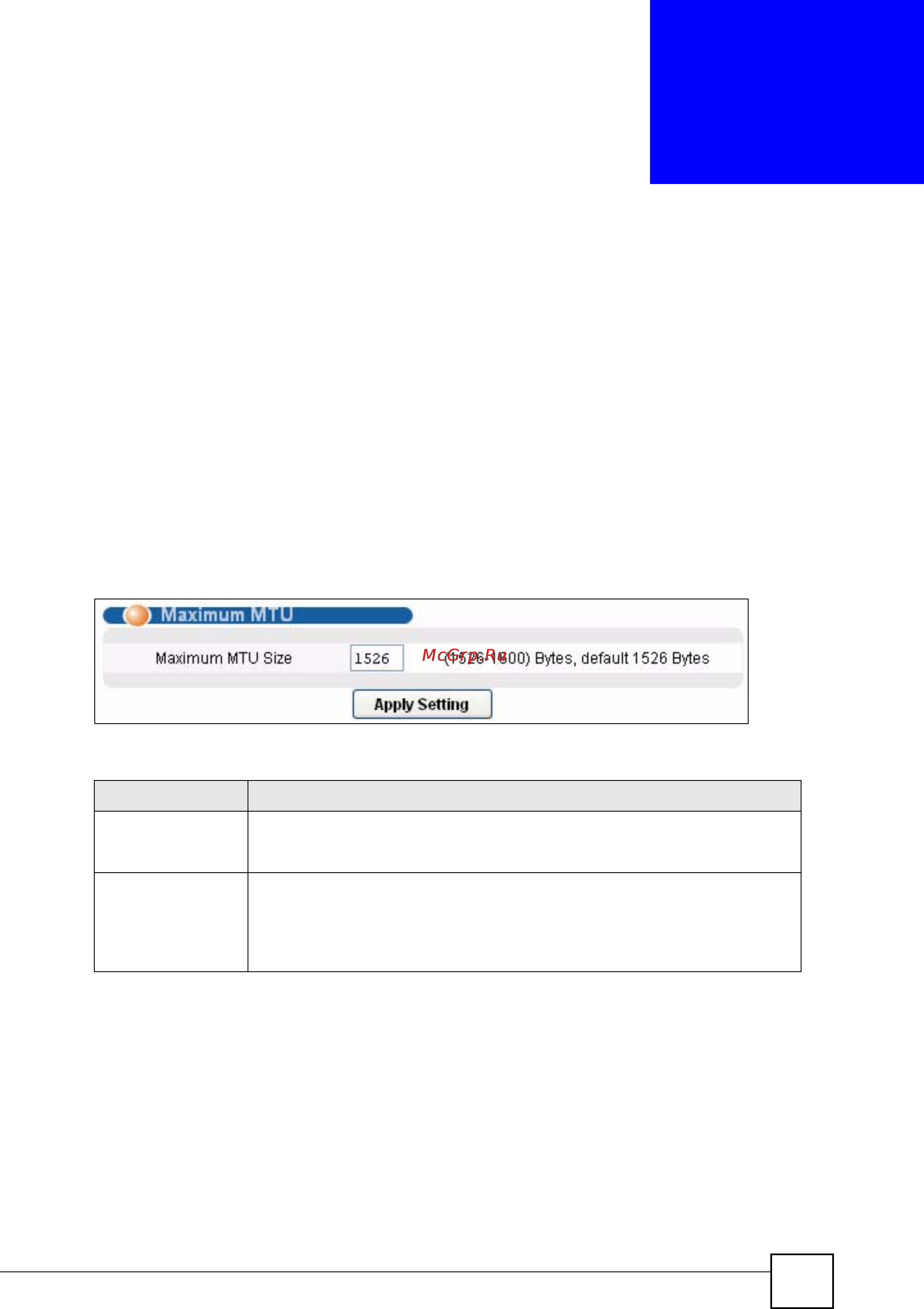 Zyxel IES-1248 EE [281/544] Maximum mtu size screen