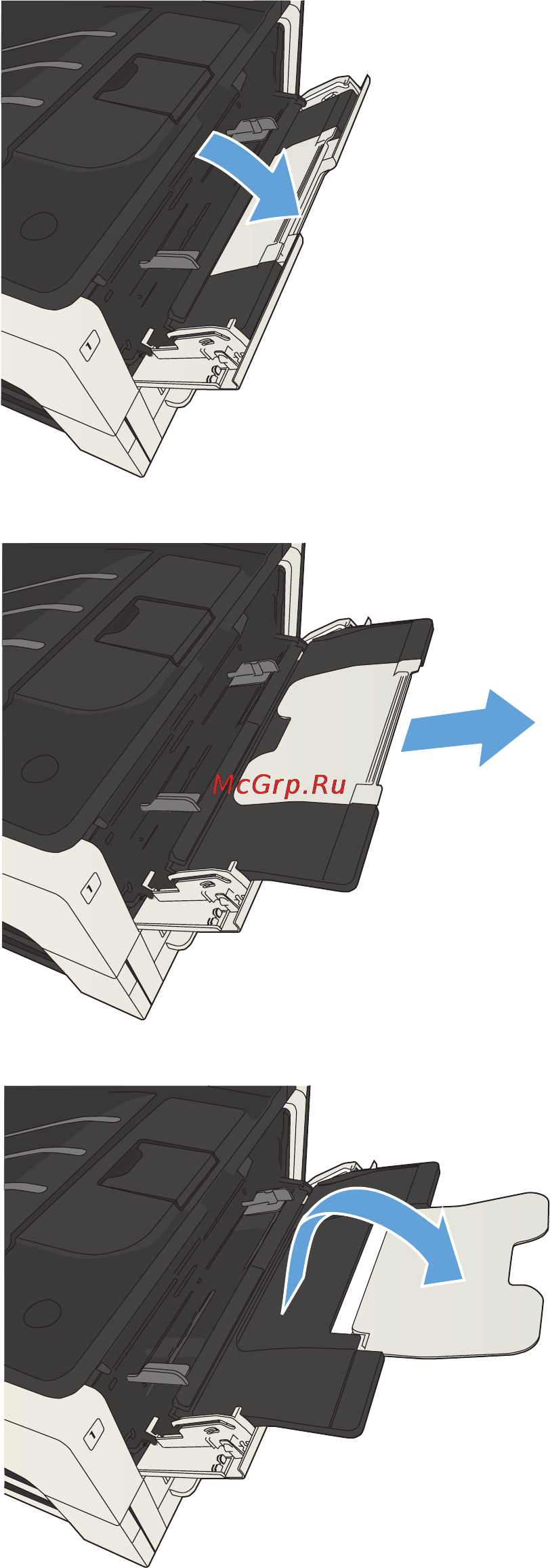 HP LaserJet Enterprise 700 M712dn [43/190] Загрузка лотка 1