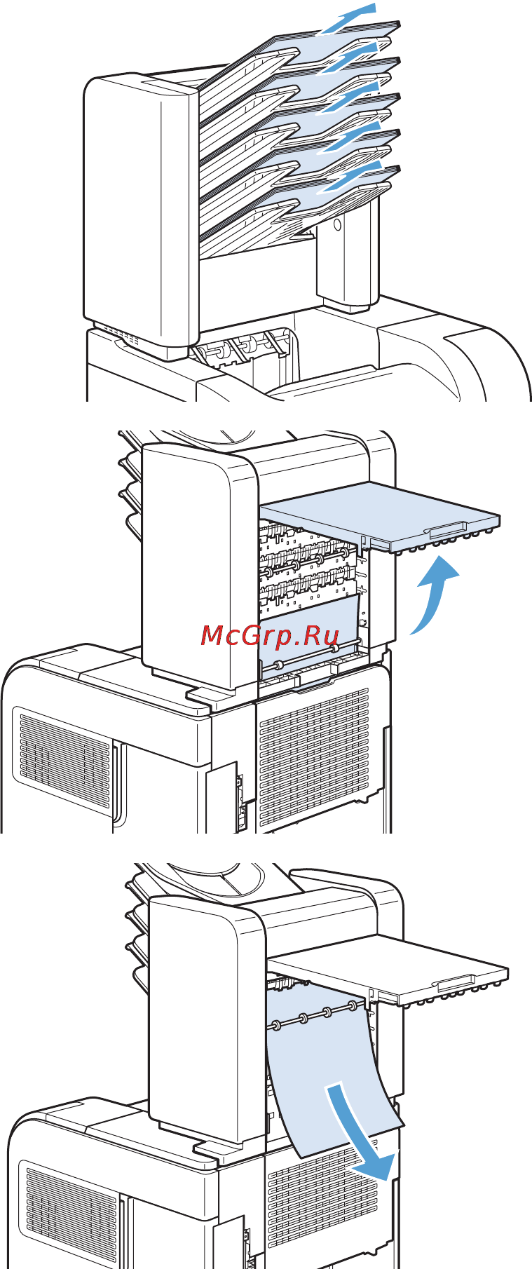 HP LaserJet Enterprise 600 M603n [199/270] Устранение замятий в дополнительном приемнике на 5 почтовых ящиков