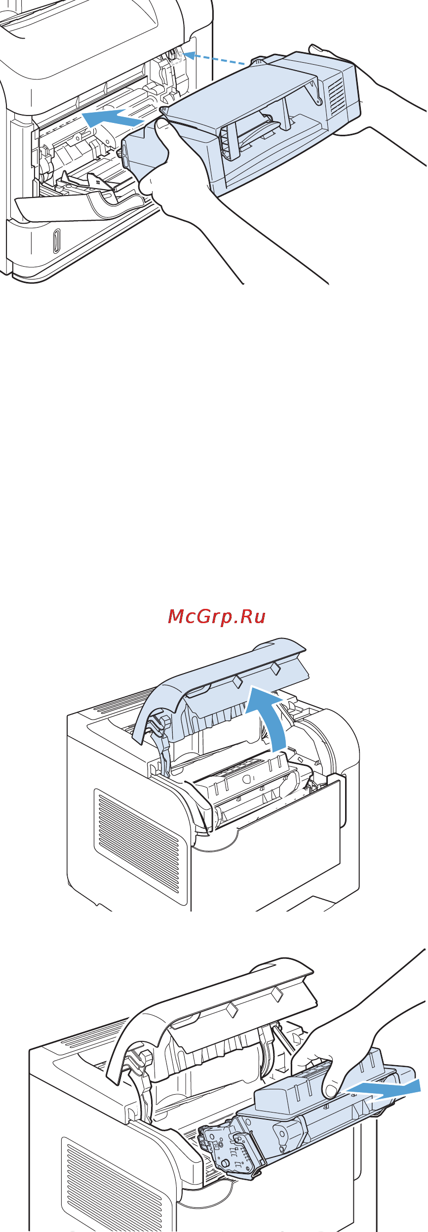HP LaserJet Enterprise 600 M603n [210/270] Очистка замятий под верхней крышкой и в зоне картриджа
