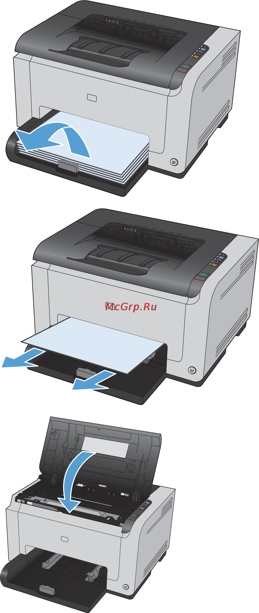 HP Color LaserJet Pro CP1025 [132/196] Устранение замятий в подающем лотке