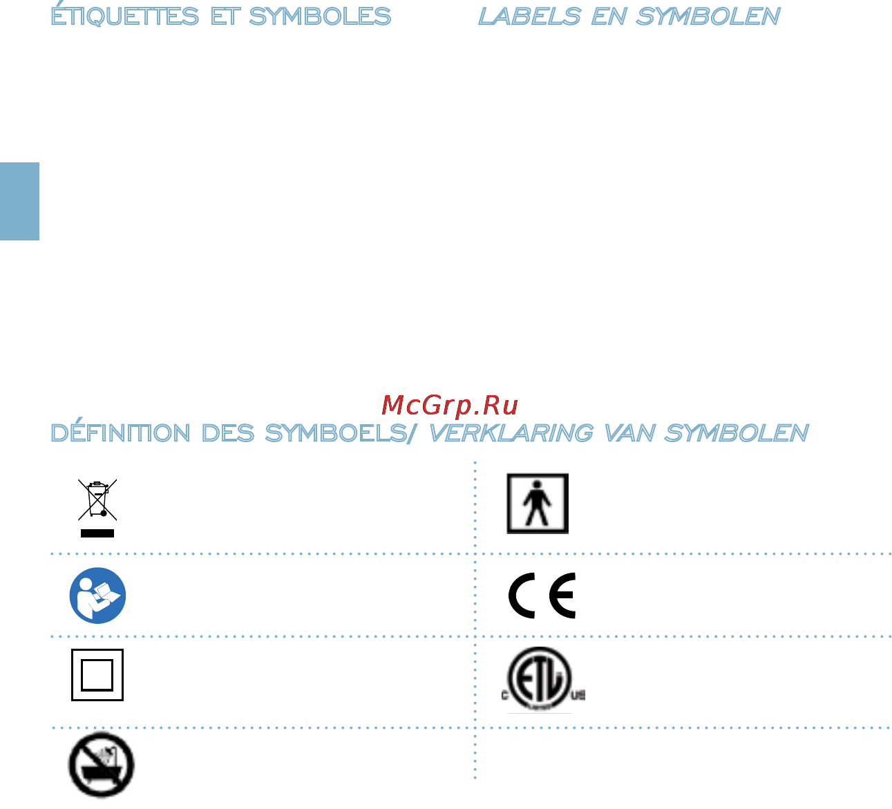 Iluminage touch [150/201] Définition des symboels verklaring van symbolen