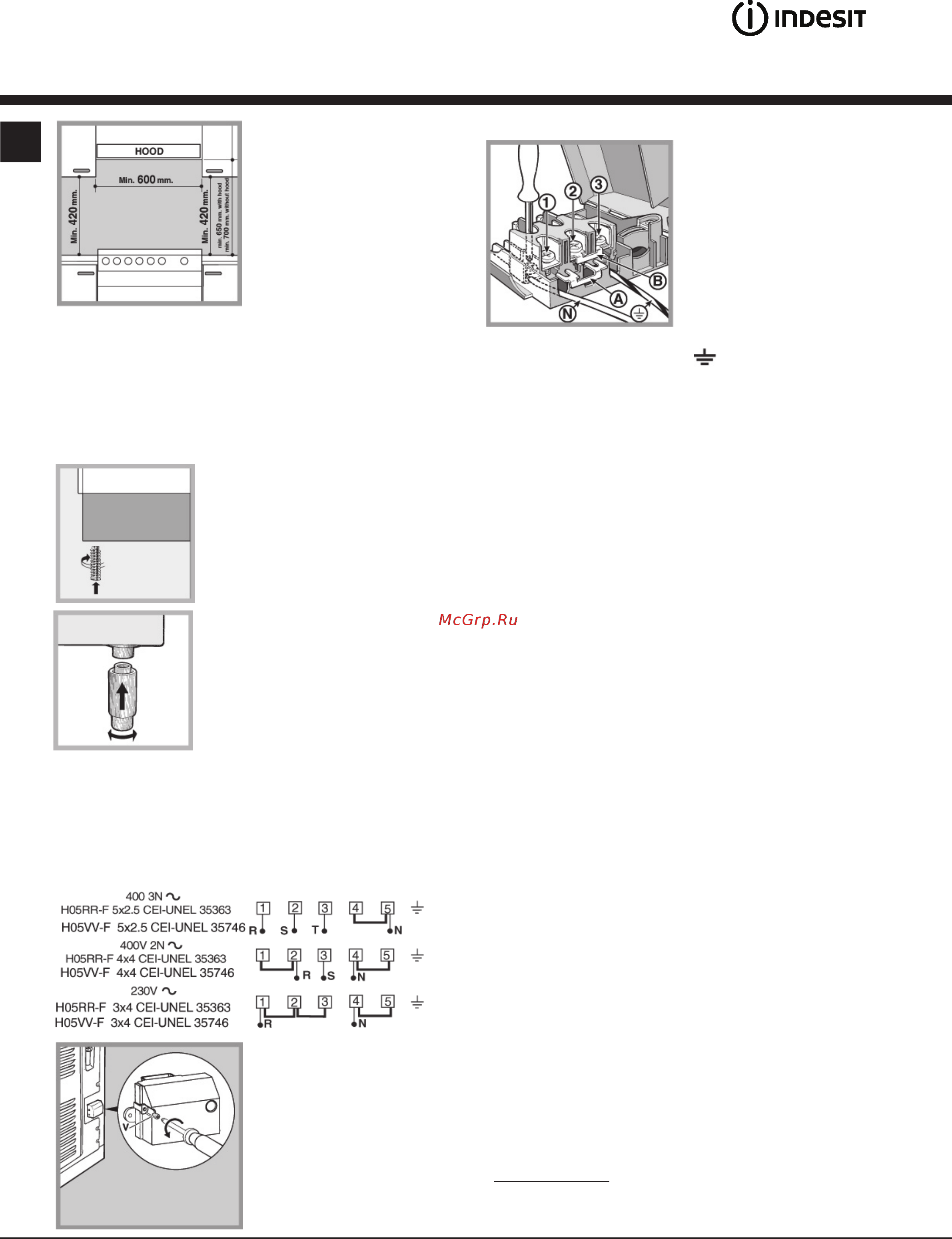 Indesit I5V55 (X) [4/32] Подключение к электросети