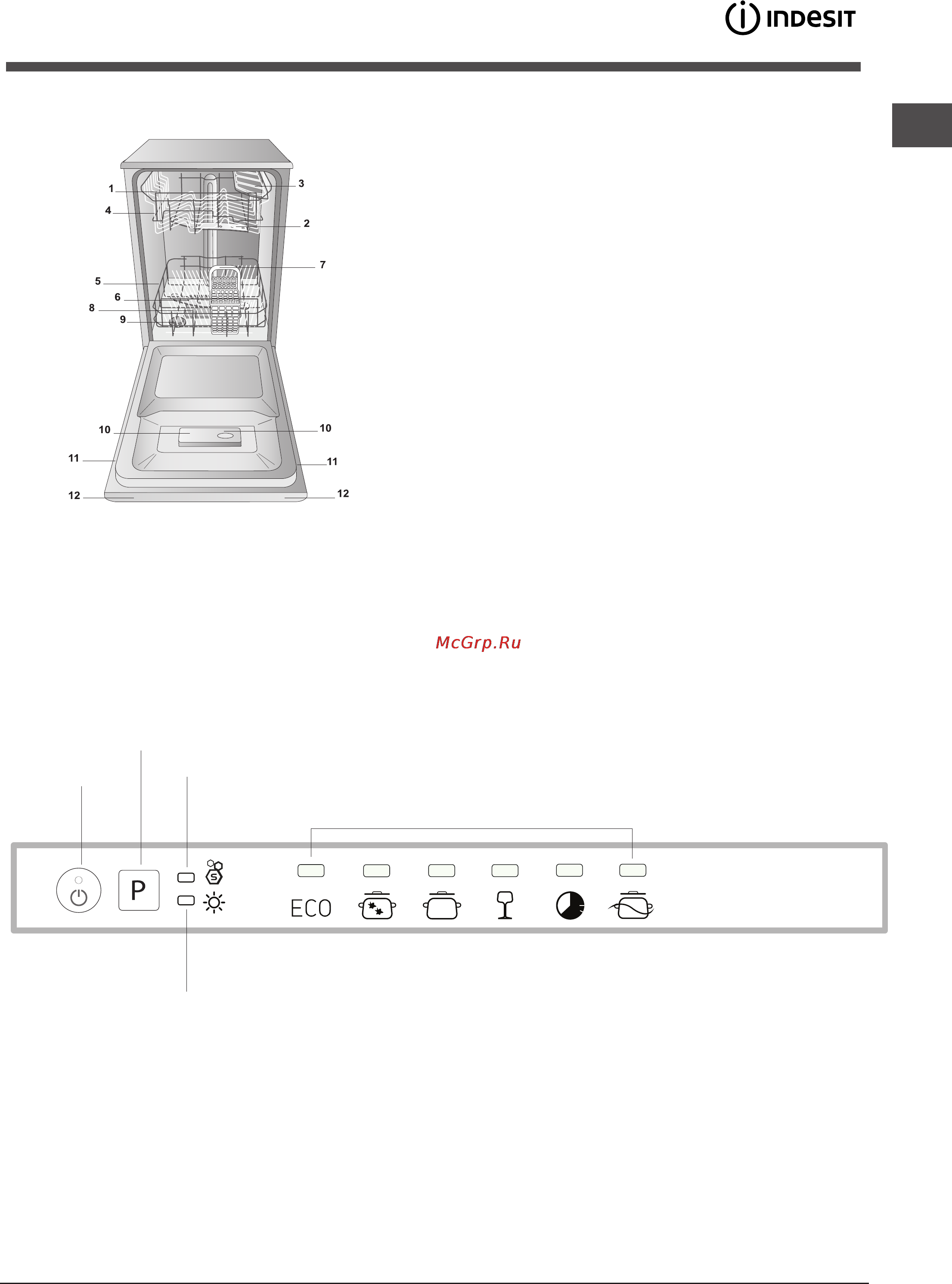 Indesit disr 16b eu [33/52] Панель управления