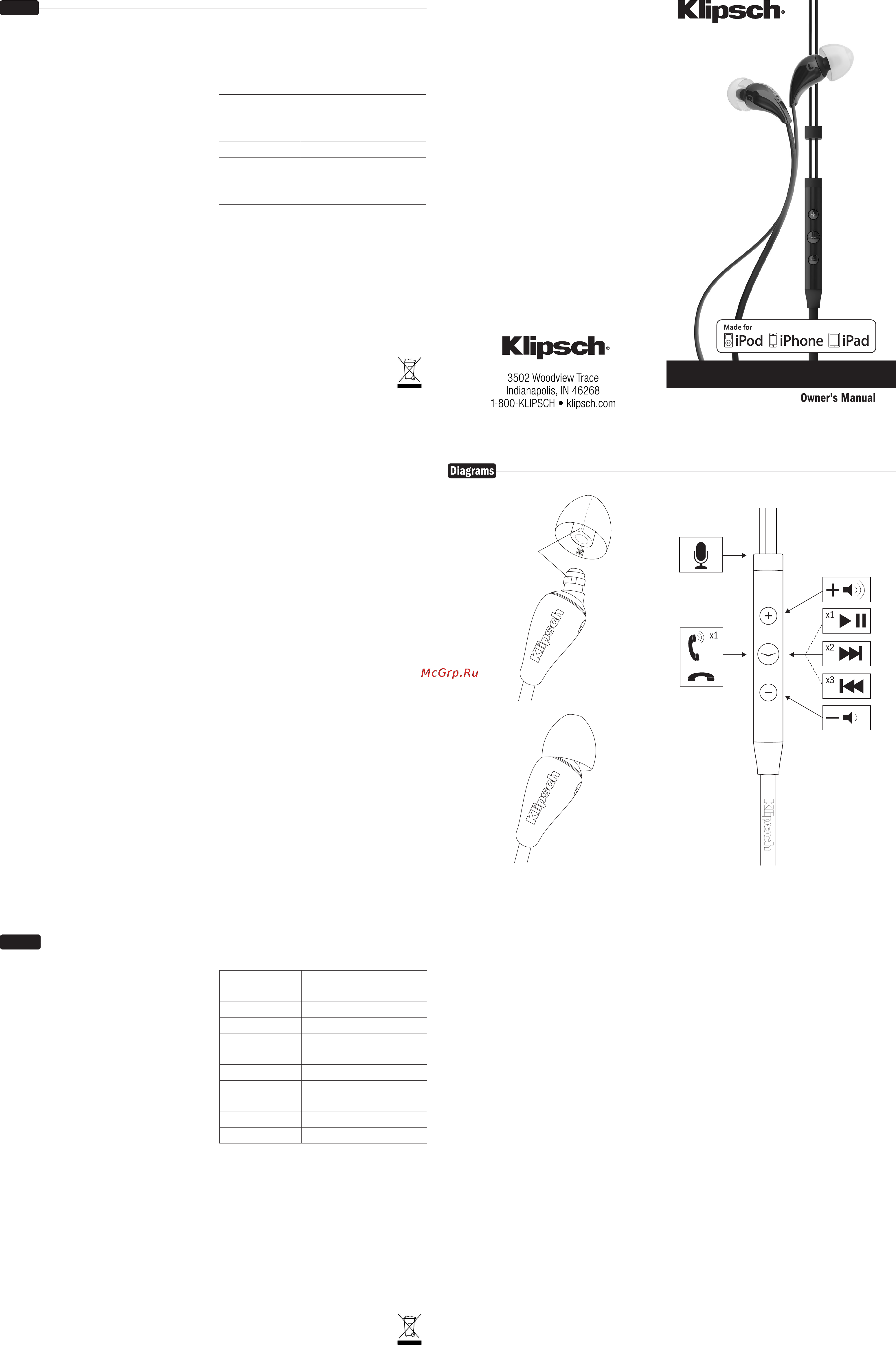 Klipsch image x7i Инструкция по эксплуатации онлайн