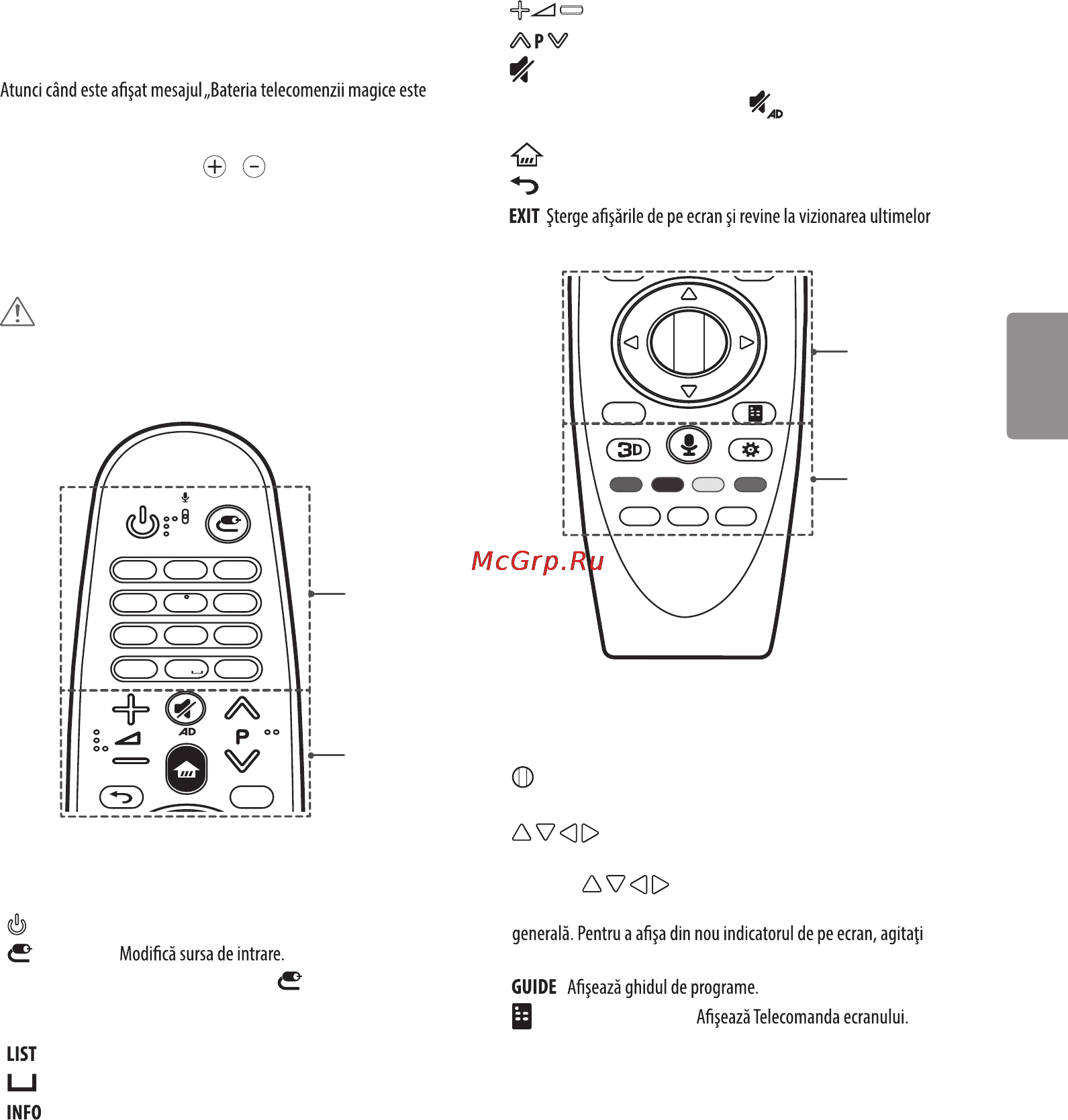 LG 40uf771v [130/150] Funcţiile telecomenzii magice