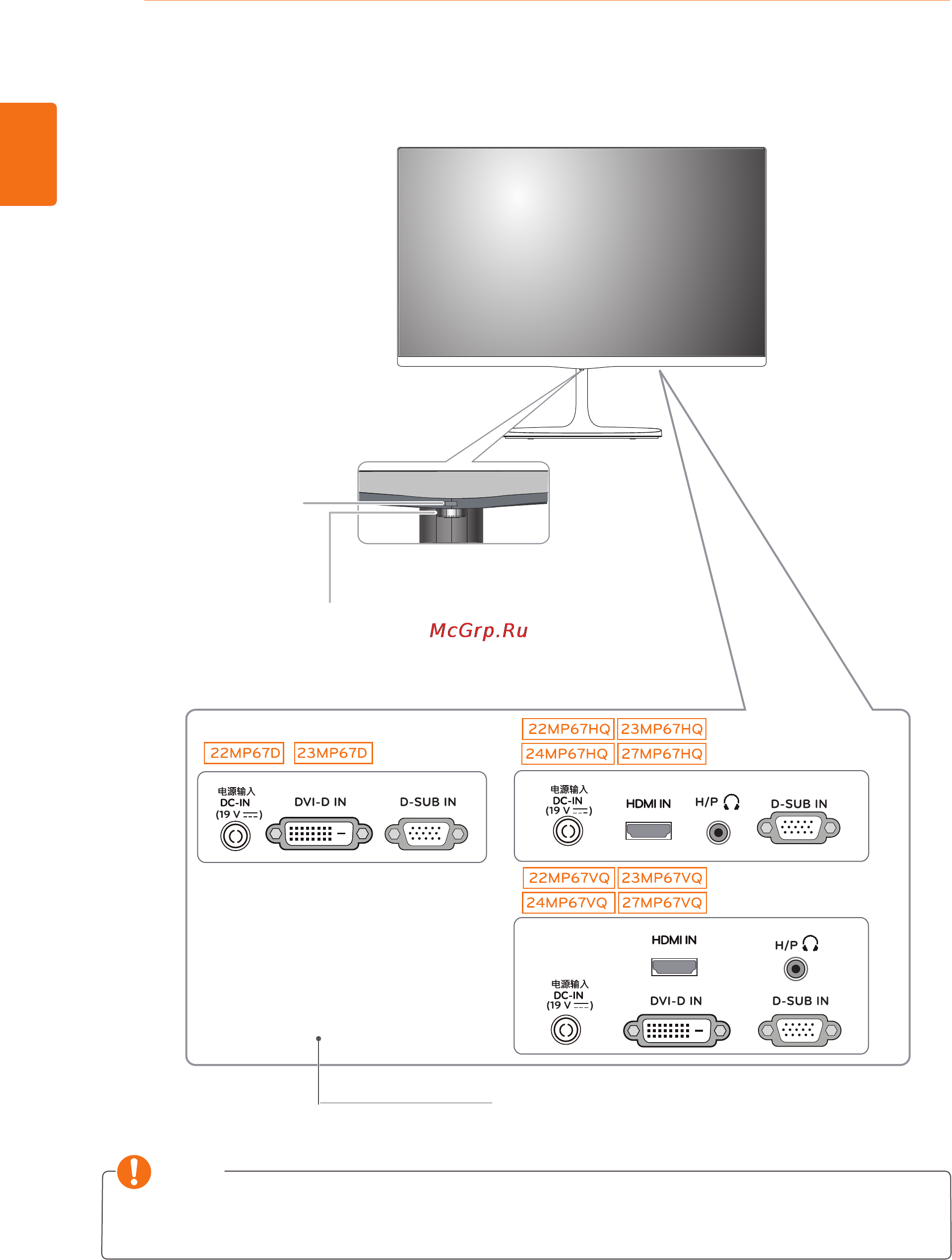 LG 22mp67d-p [6/43] Parts and buttons