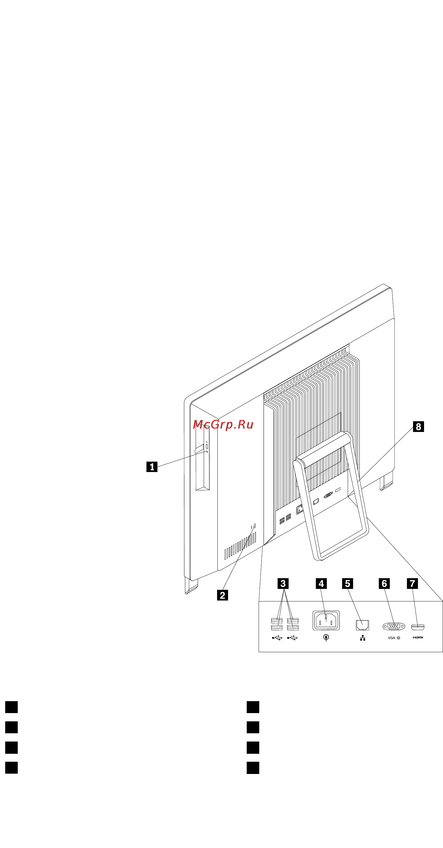 Lenovo thinkcentre s710, 57-319736 [13/68] Расположение разъемов органов управления и индикаторов на задней панели компьютера