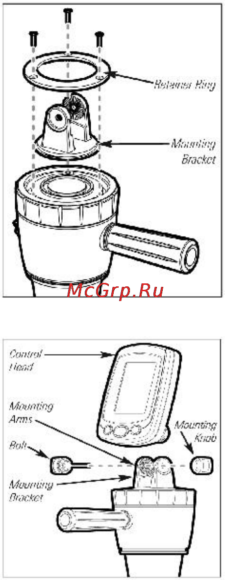 Humminbird Fishin Buddy 110 [10/30] Монтаж головки с дисплеем