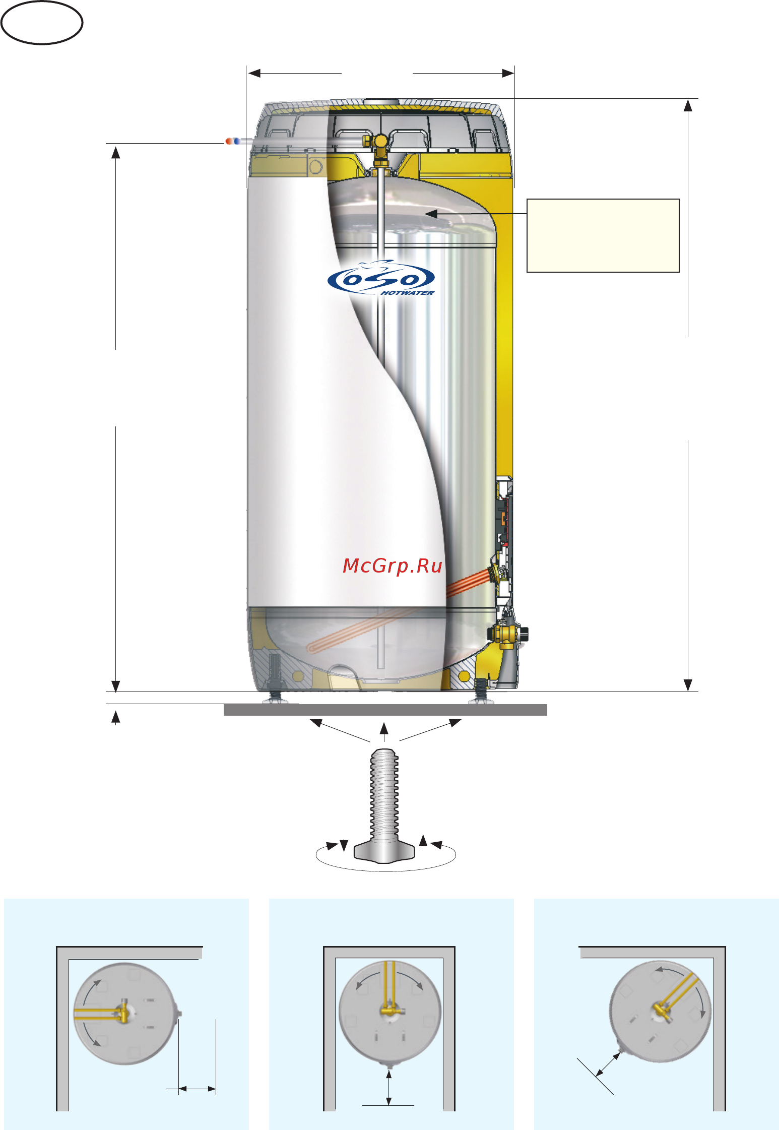 OSO Super S 120 3 кВт [30/44] Plaatsing verticaal opstellen