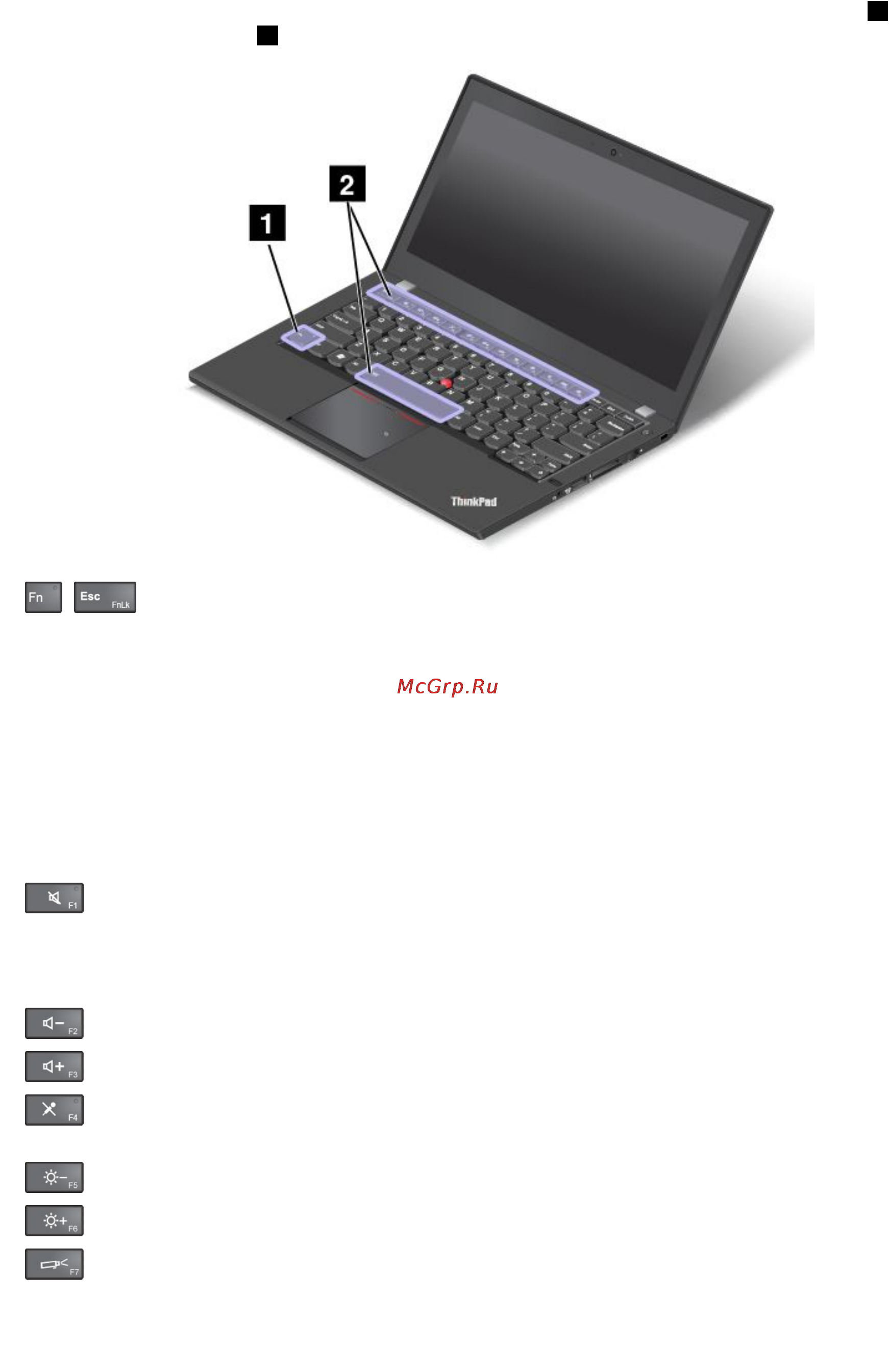 Lenovo thinkpad x240, 20ama3urrt [43/193] Функциональные клавиши и сочетания клавиш