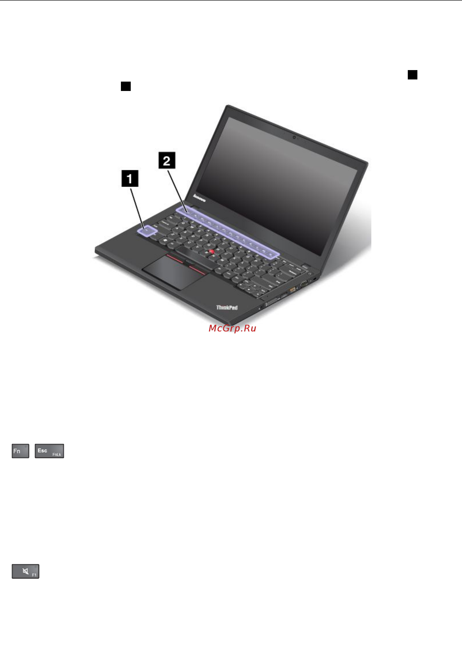Lenovo thinkpad t450s, 20bx002lrt [45/203] Функциональные клавиши и сочетания клавиш