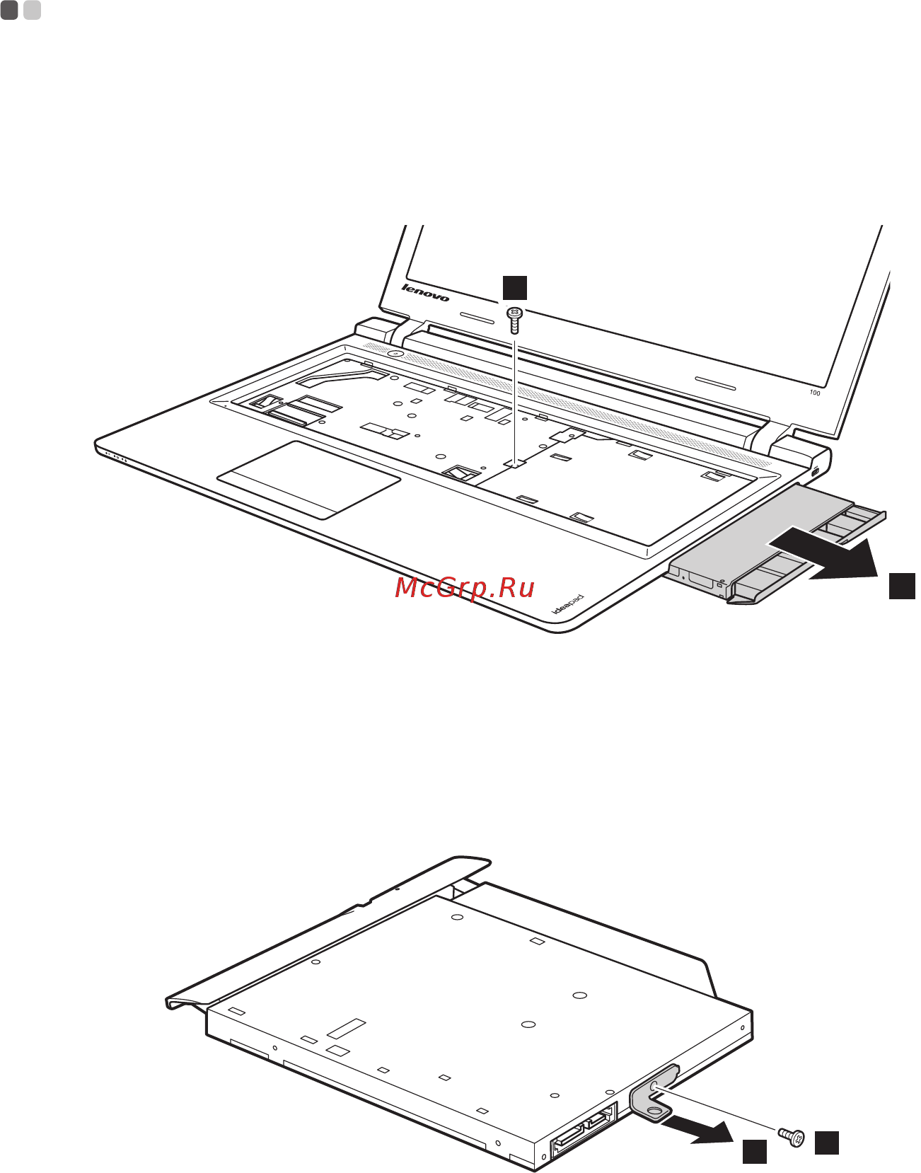 Lenovo ideapad 100-15iby, 80mj00e3rk [37/40] Снятие оптического привода lenovo ideapad 100 15iby