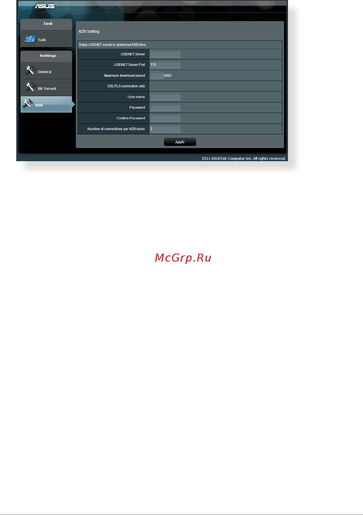 Asus rt-ac5300 [113/142] Nzb settings